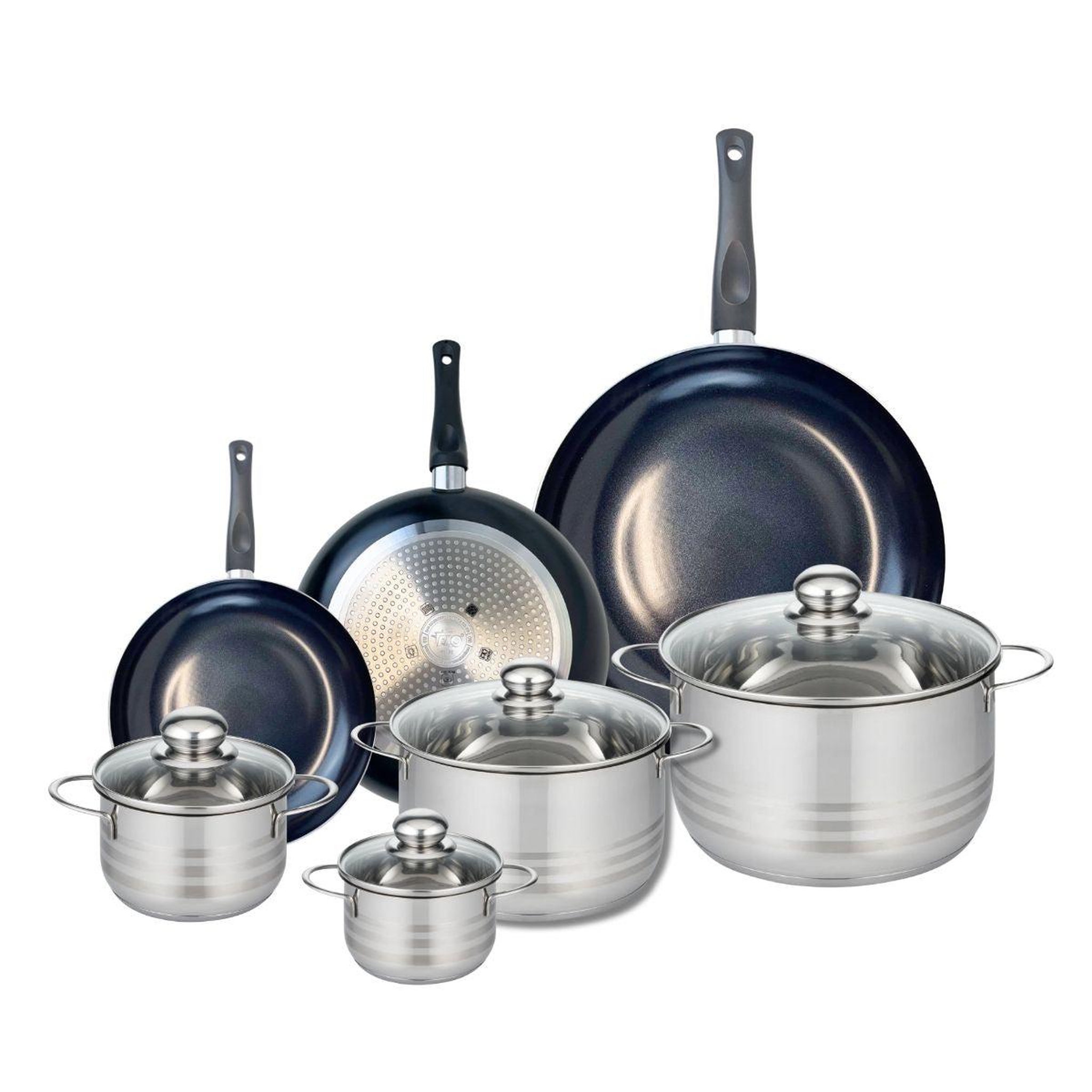 ELO Ensemble de 3 poêles de cuisson 20, 24 et 32 cm et 4 faitouts 12, 14, 20 et 24 cm elo prima brillant