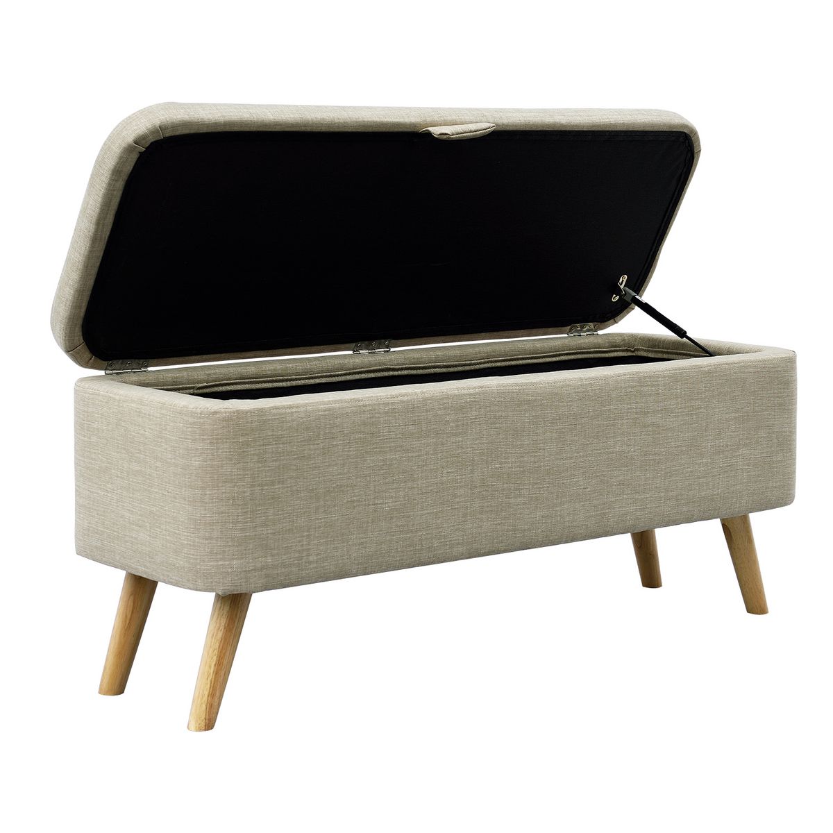 Bout de lit avec coffre en tissu  et pieds bois LAHTI