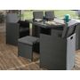 Voir la diapositive 2 : BEST MOBILIER Fira - salon de jardin encastrable 10 places - en résine tressée - noir avec coussins gris + housse de protection