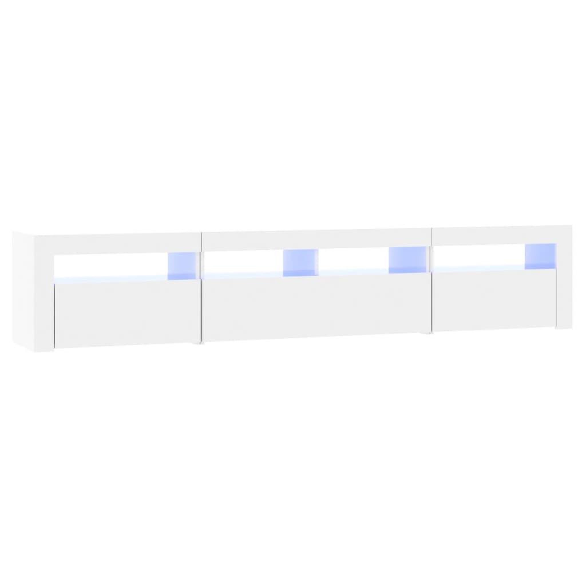 Voir la diapositive 2 : VIDAXL Meuble TV avec lumieres LED Blanc brillant 210x35x40 cm