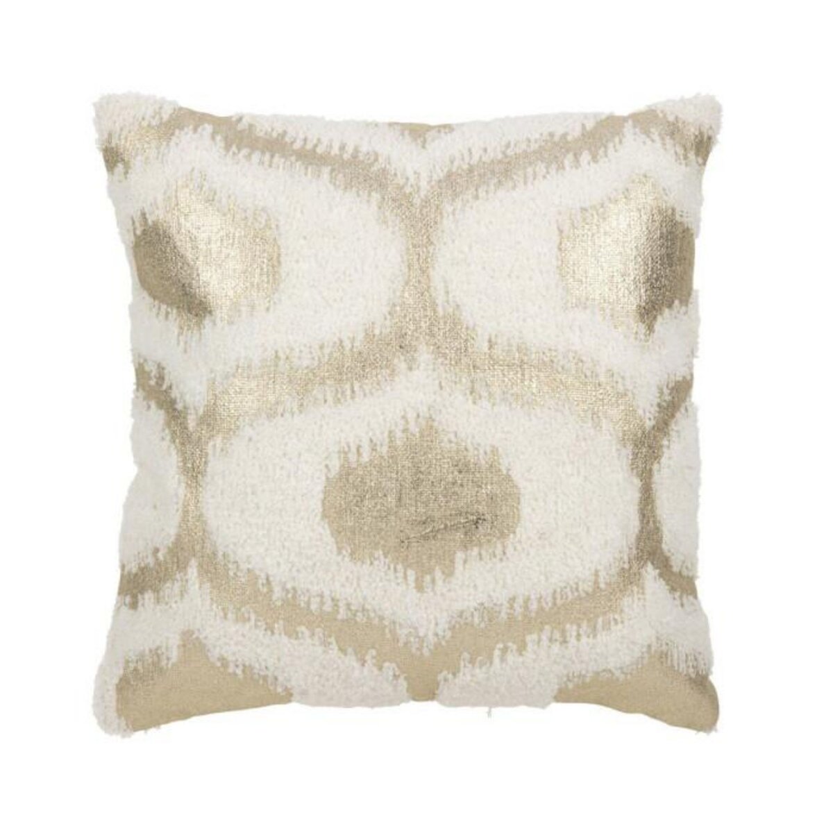 Paris Prix Coussin Déco  Feuille  45x45cm Blanc & Or