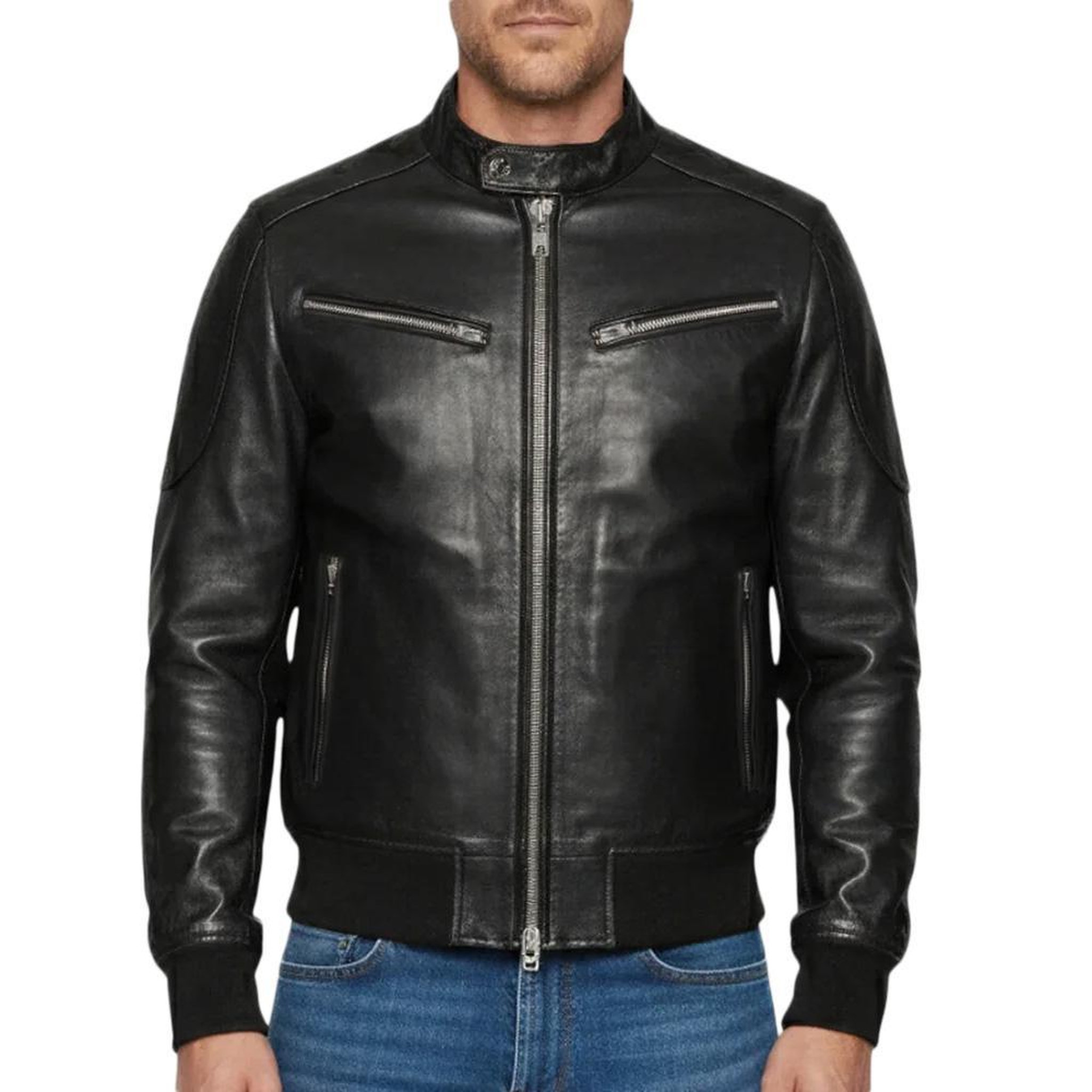 Voir la diapositive 1 : Schott Blouson Noir Homme Schott Motard