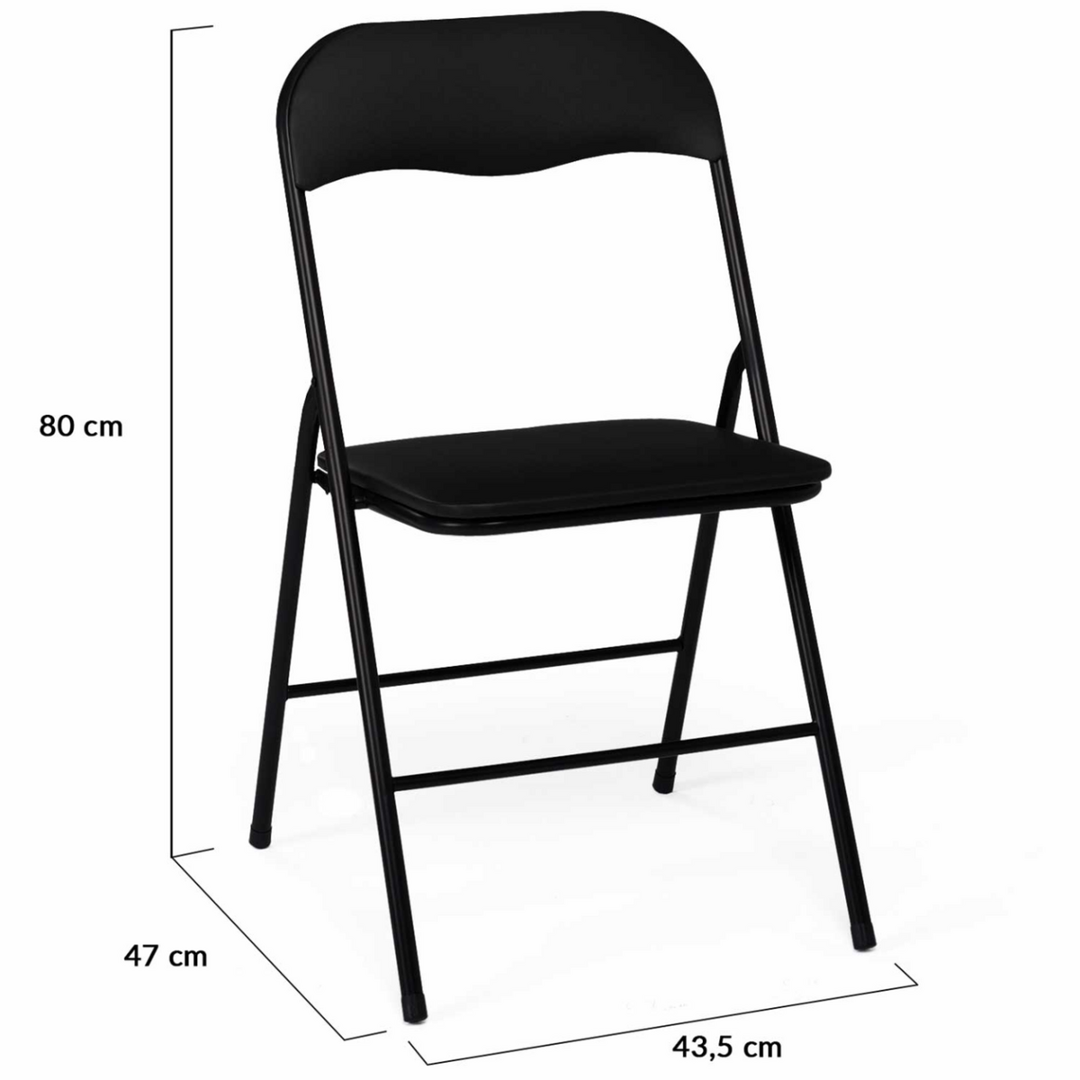 ID MARKET Lot de 6 chaises pliantes KITY noires en PU