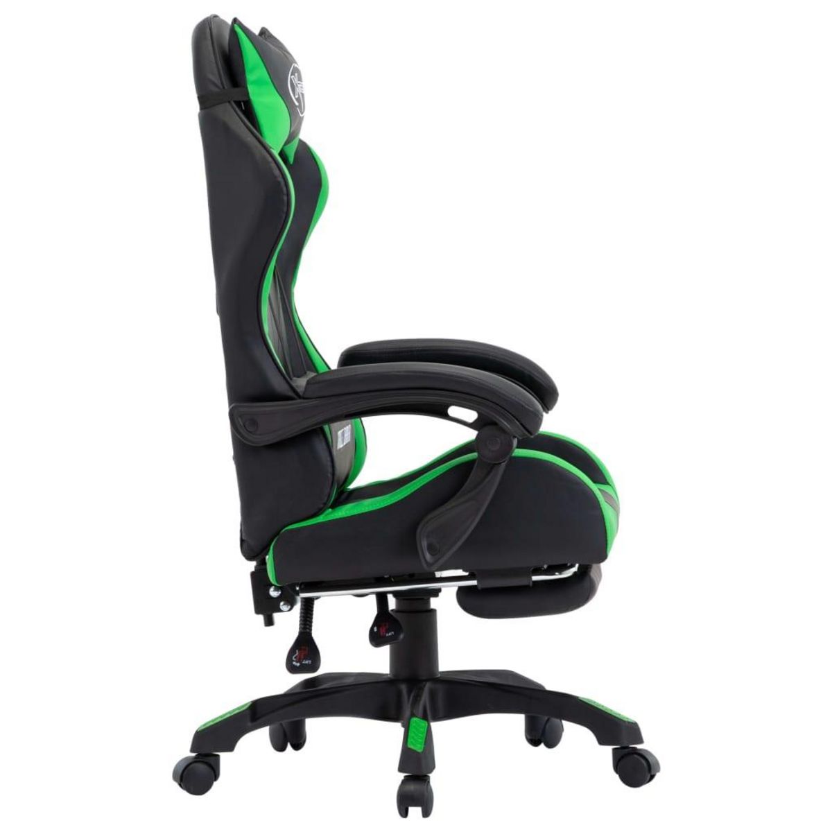 VIDAXL Fauteuil de jeux video avec repose-pied Vert et noir Similicuir