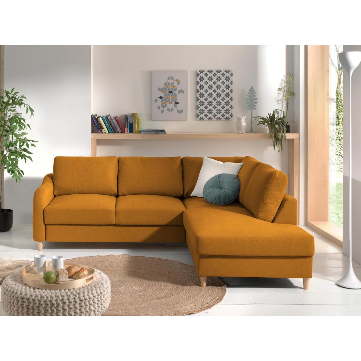 LISA DESIGN Will - canapé d'angle droit - convertible - 5 places - en tissu