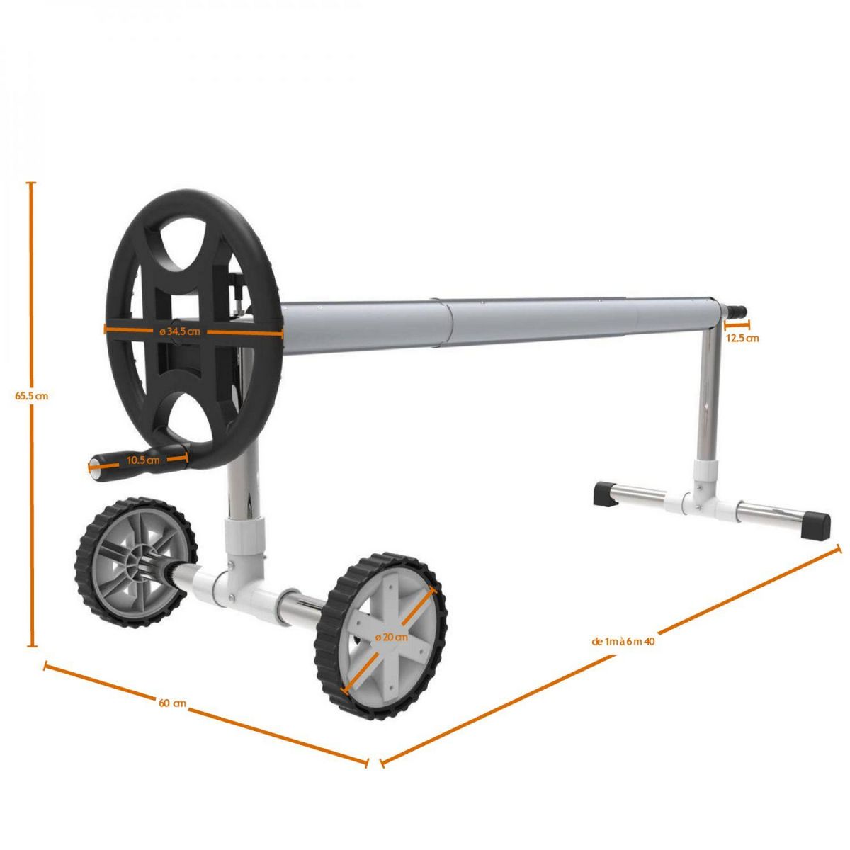 LINXOR Enrouleur de bâche à bulles pour piscine extensible de 1 m à 6 m + Système d'attache