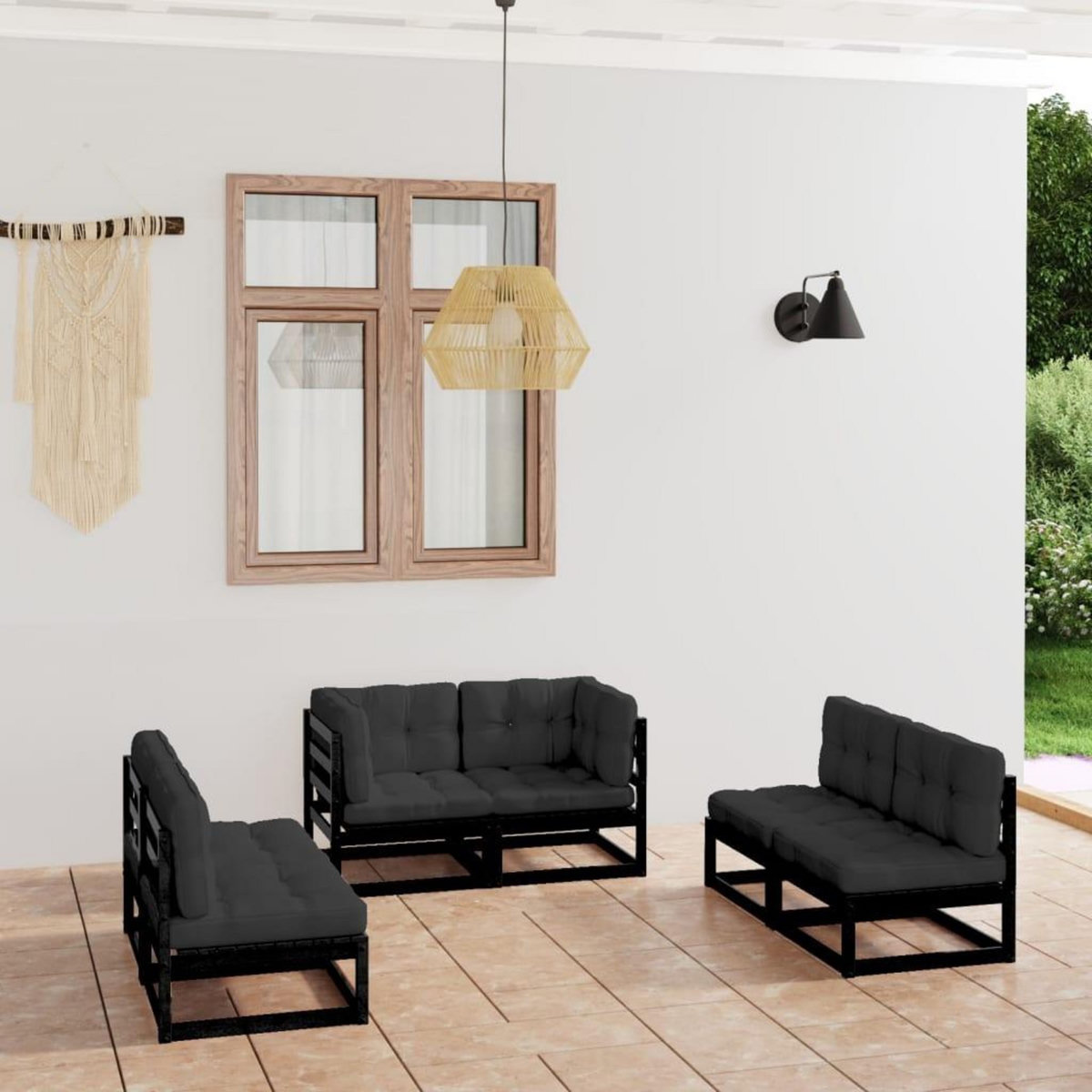 VIDAXL Salon de jardin 6 pcs avec coussins Bois de pin massif