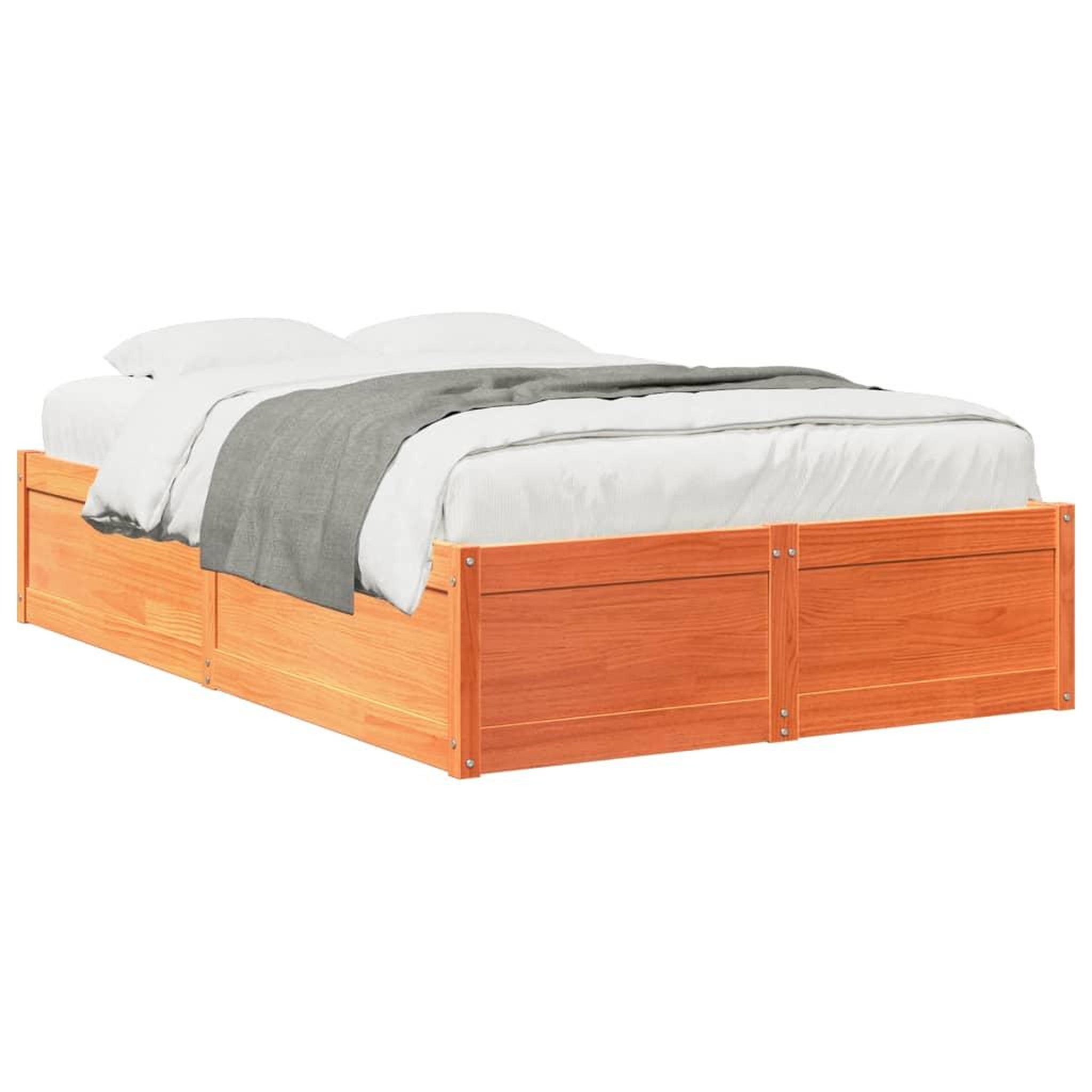 Voir la diapositive 2 : VIDAXL Cadre de lit sans matelas cire marron 135x190cm bois pin massif