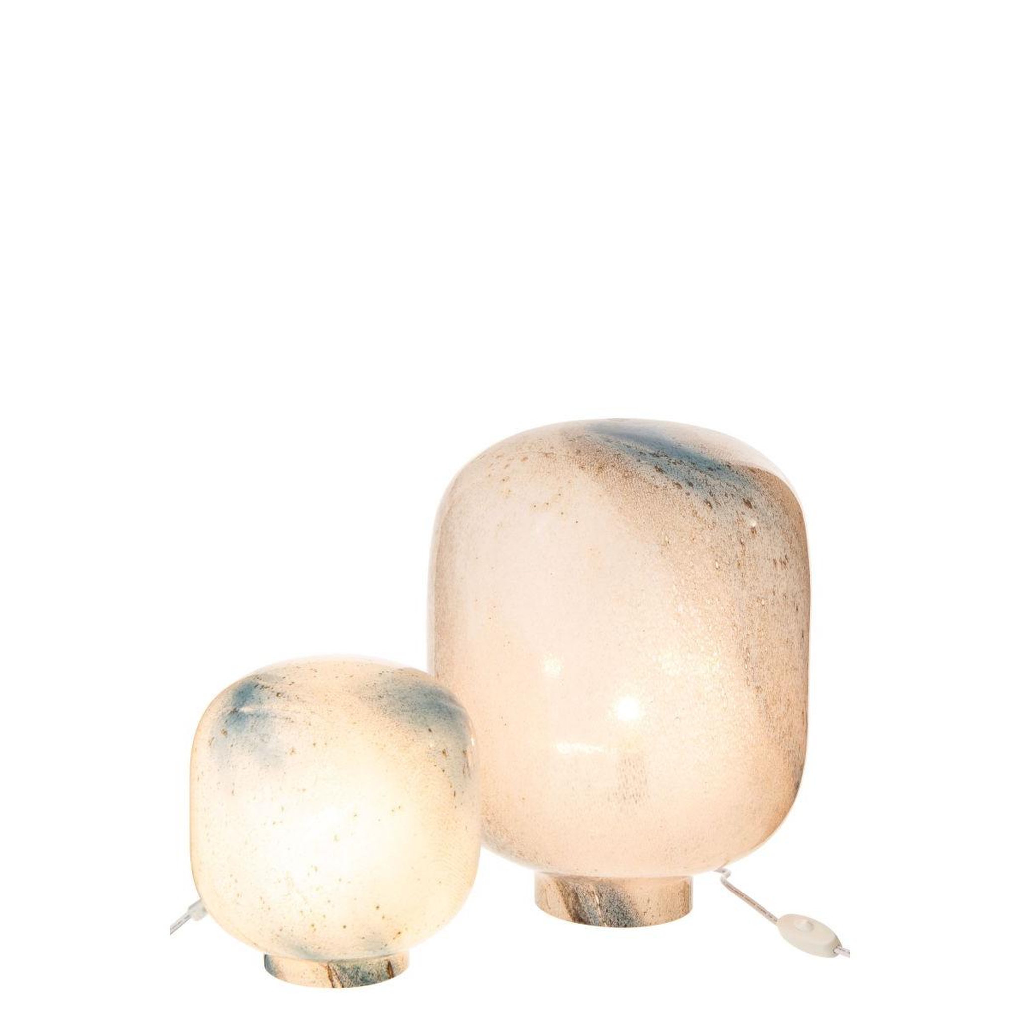Voir la diapositive 5 : J-LINE Lampe à poser en verre  bola  38cm bleu & blanc