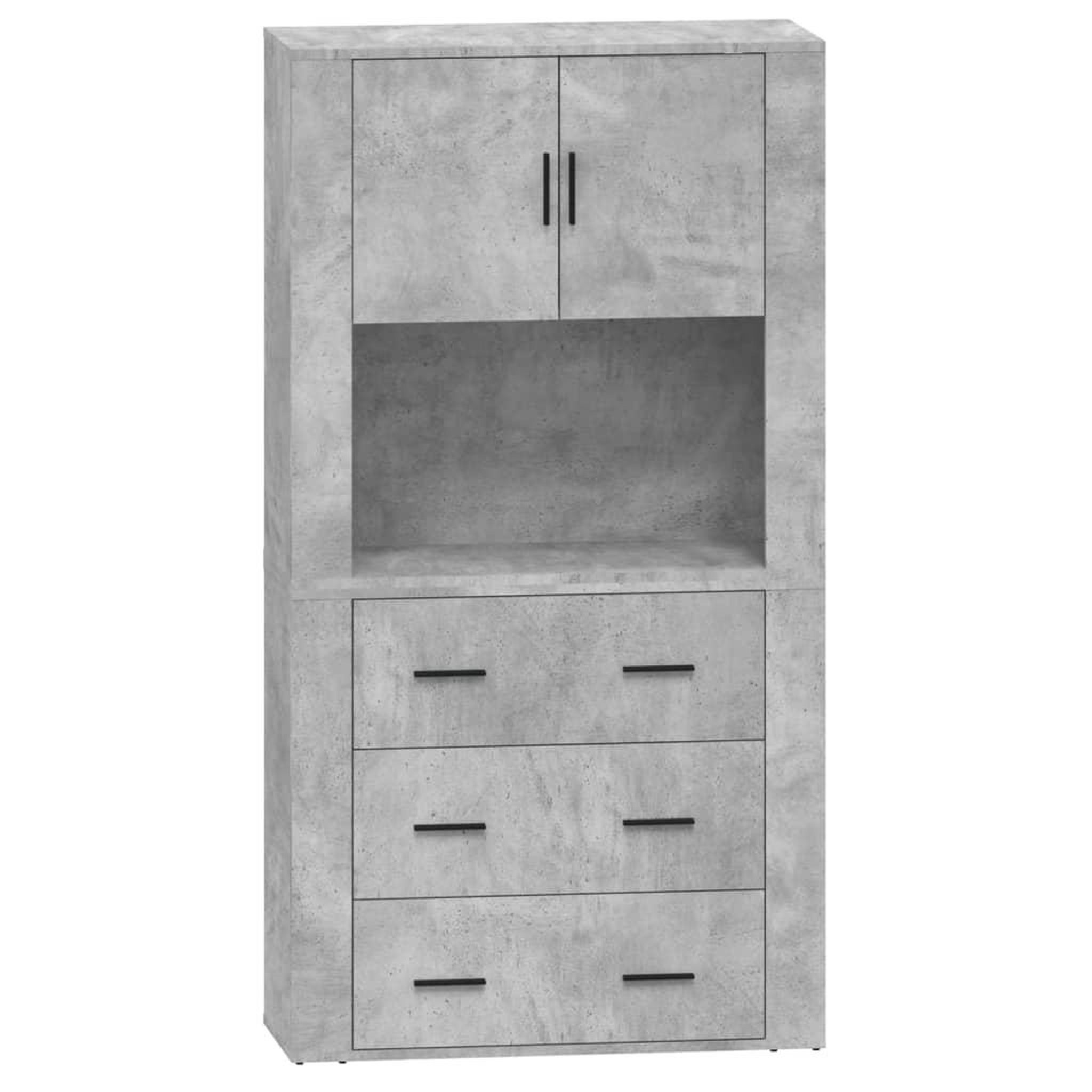 Voir la diapositive 2 : VIDAXL Buffet haut Gris beton Bois d'ingenierie