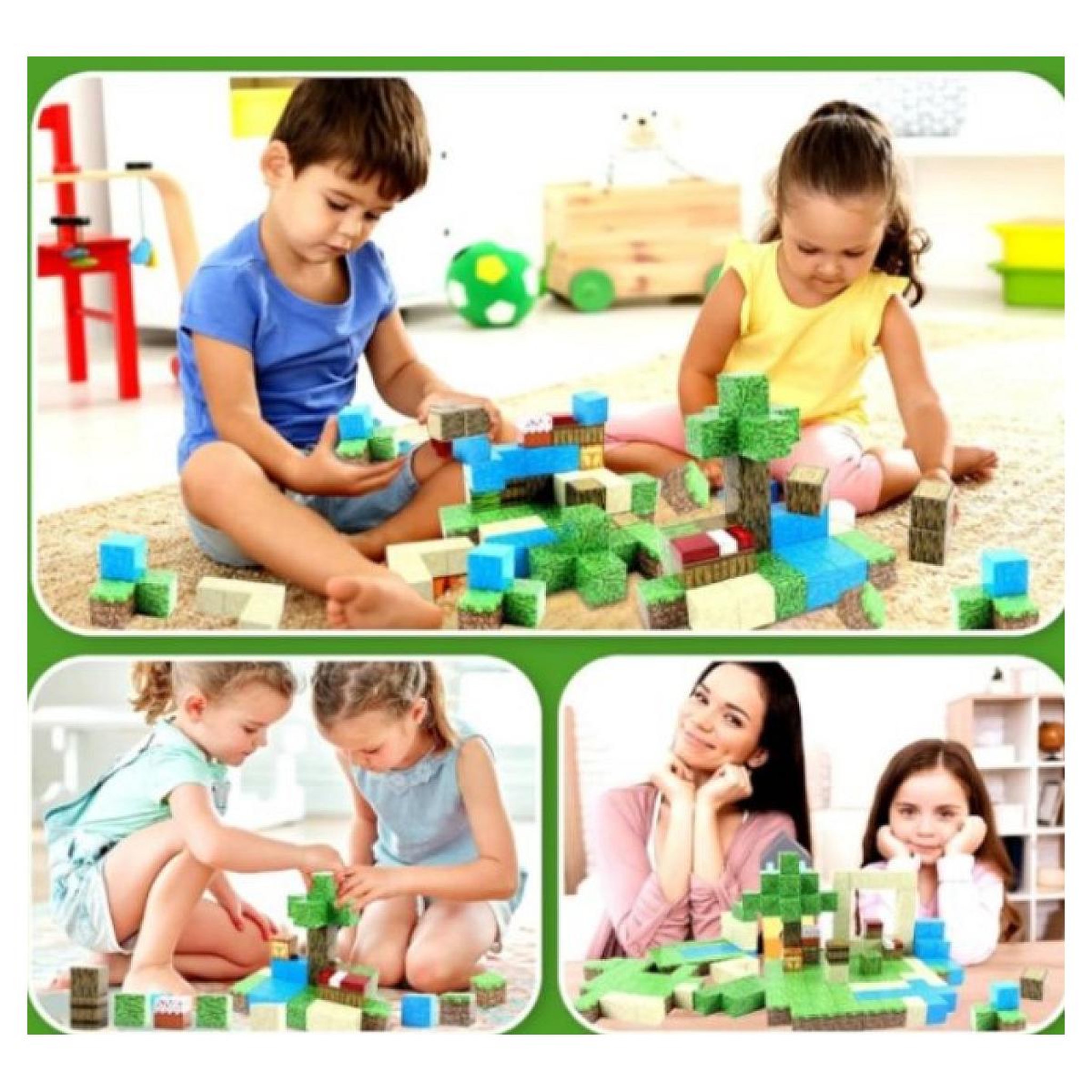 Voir la diapositive 2 : ELINELI Blocs magnétiques maison village 128 pcs