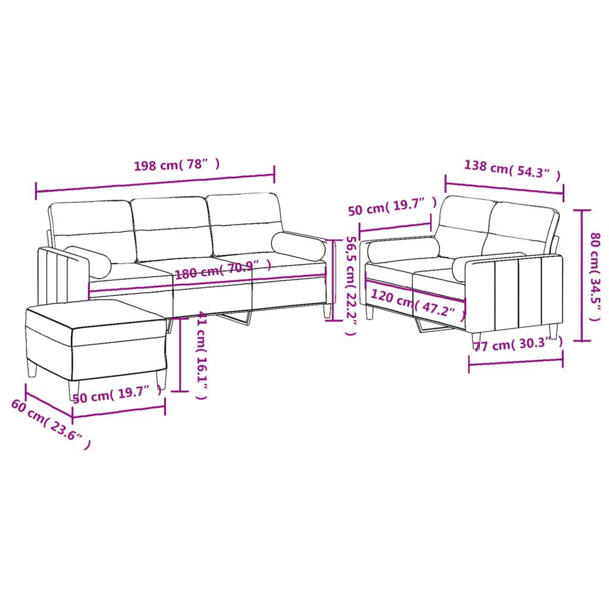 Voir la diapositive 6 : VIDAXL Ensemble de canapes 3 pcs coussins gris fonce tissu
