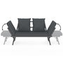 Voir la diapositive 6 : ID MARKET Canapé de jardin, banquette convertible NOLA 2/3 places avec accoudoirs inclinables métal et coussins gris anthracite