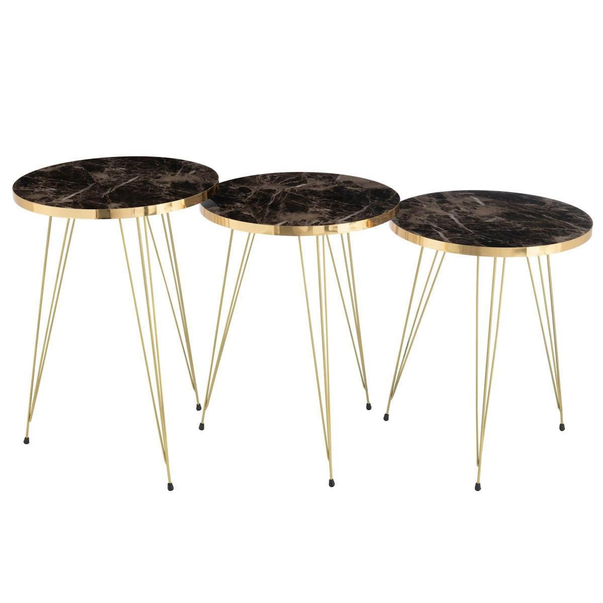 Paris Prix Lot de 3 Tables d'Appoint  Lottie  56cm Noir