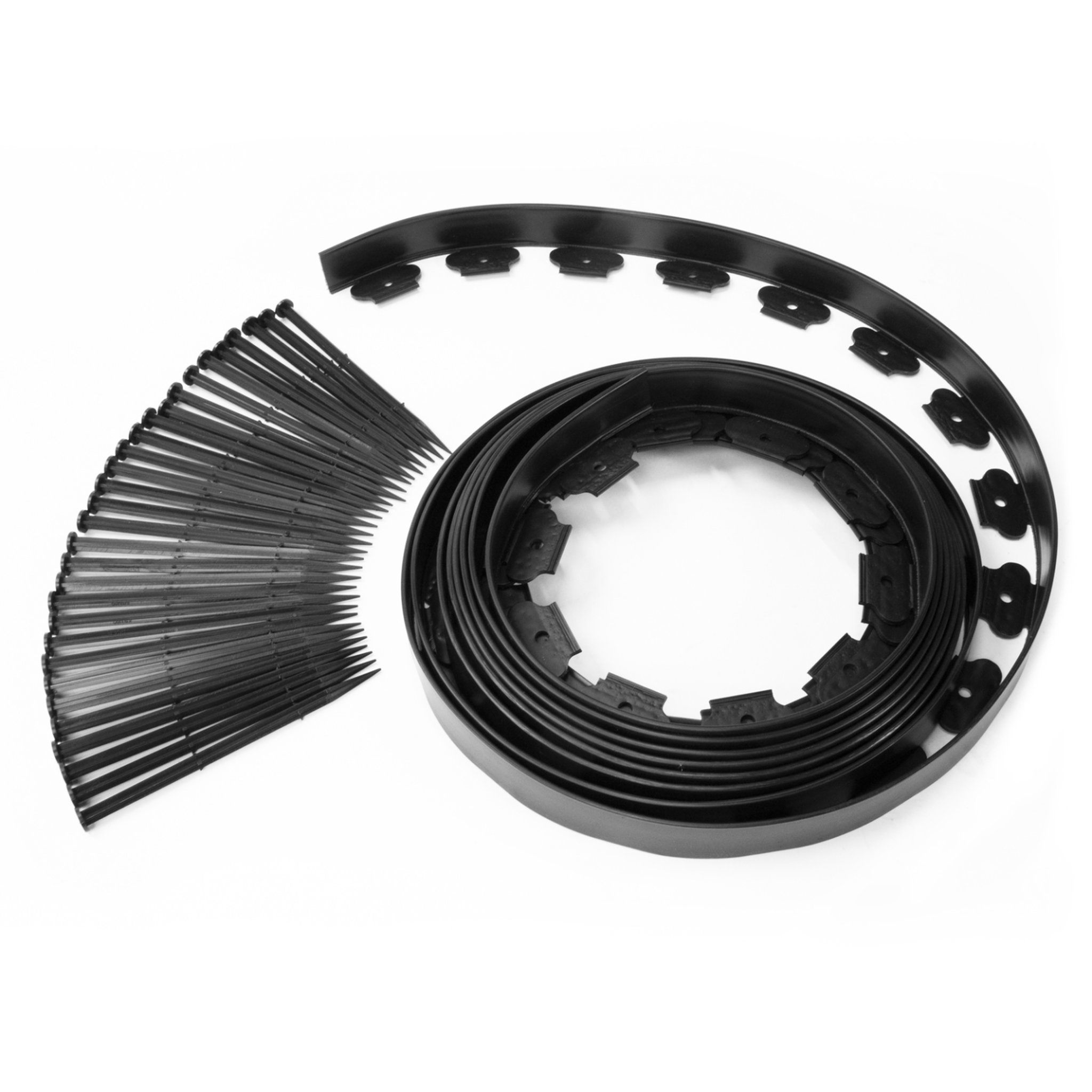 ID MARKET Bordurette de jardin flexible 8 M noire hauteur 12 cm + 24 piquets