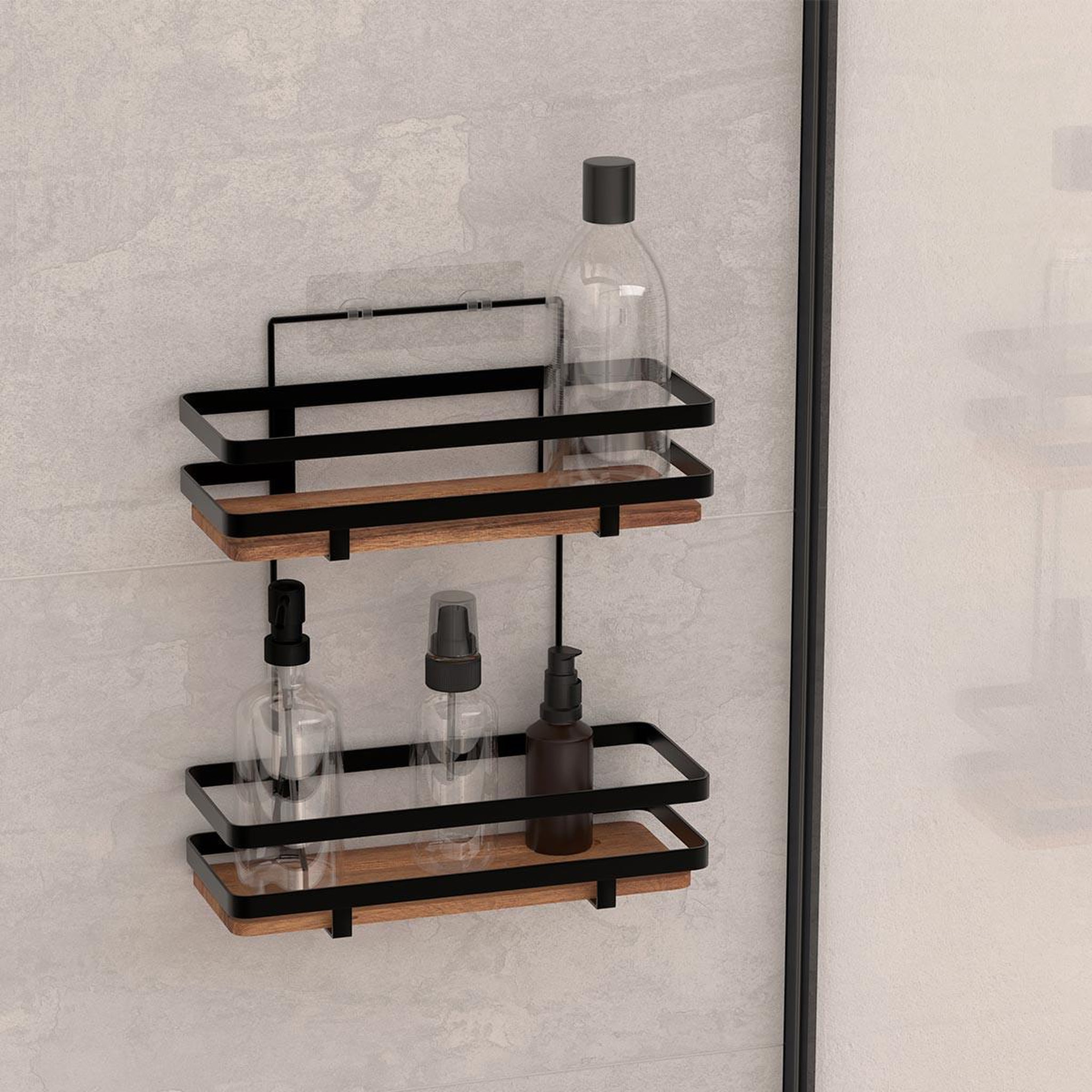 Voir la diapositive 5 : FIVE Serviteur de douche en bois  blackacia  30cm noir