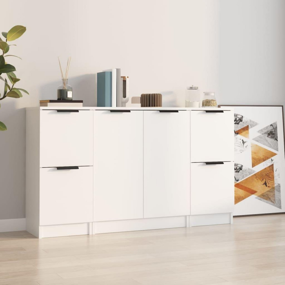 VIDAXL Buffets 3 pcs Blanc Bois d'ingenierie