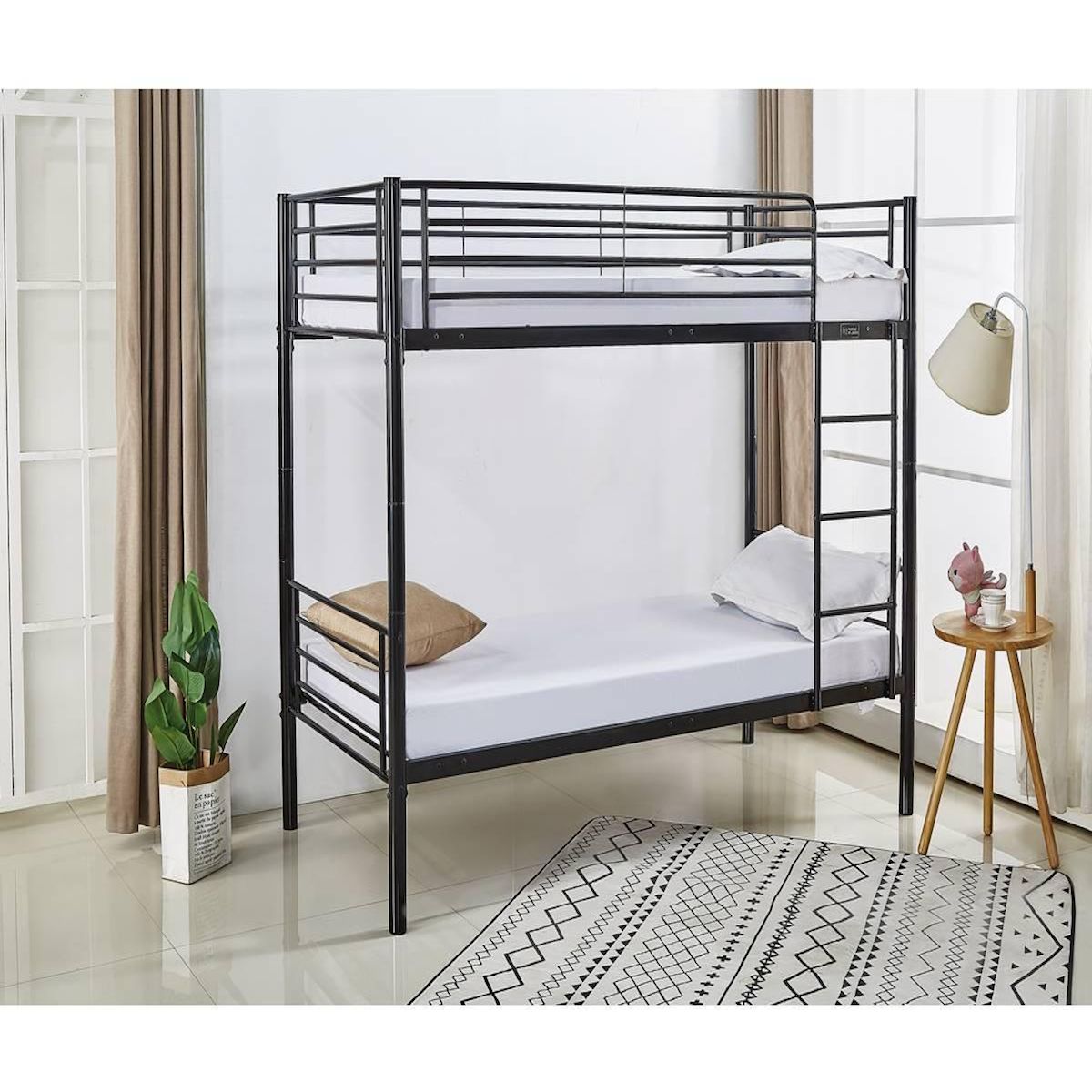 Habitat et Jardin Lit superposé  ADAM  -  90 x 190 cm - Métal - Noir