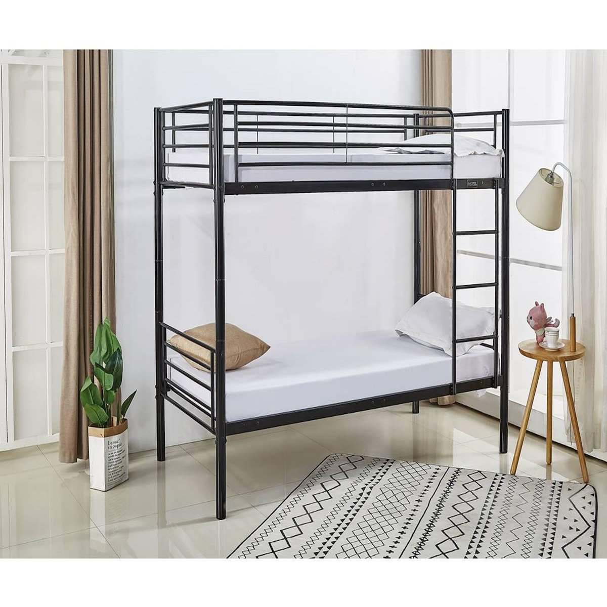 Habitat et Jardin Lit superposé  ADAM  -  90 x 190 cm - Métal - Noir