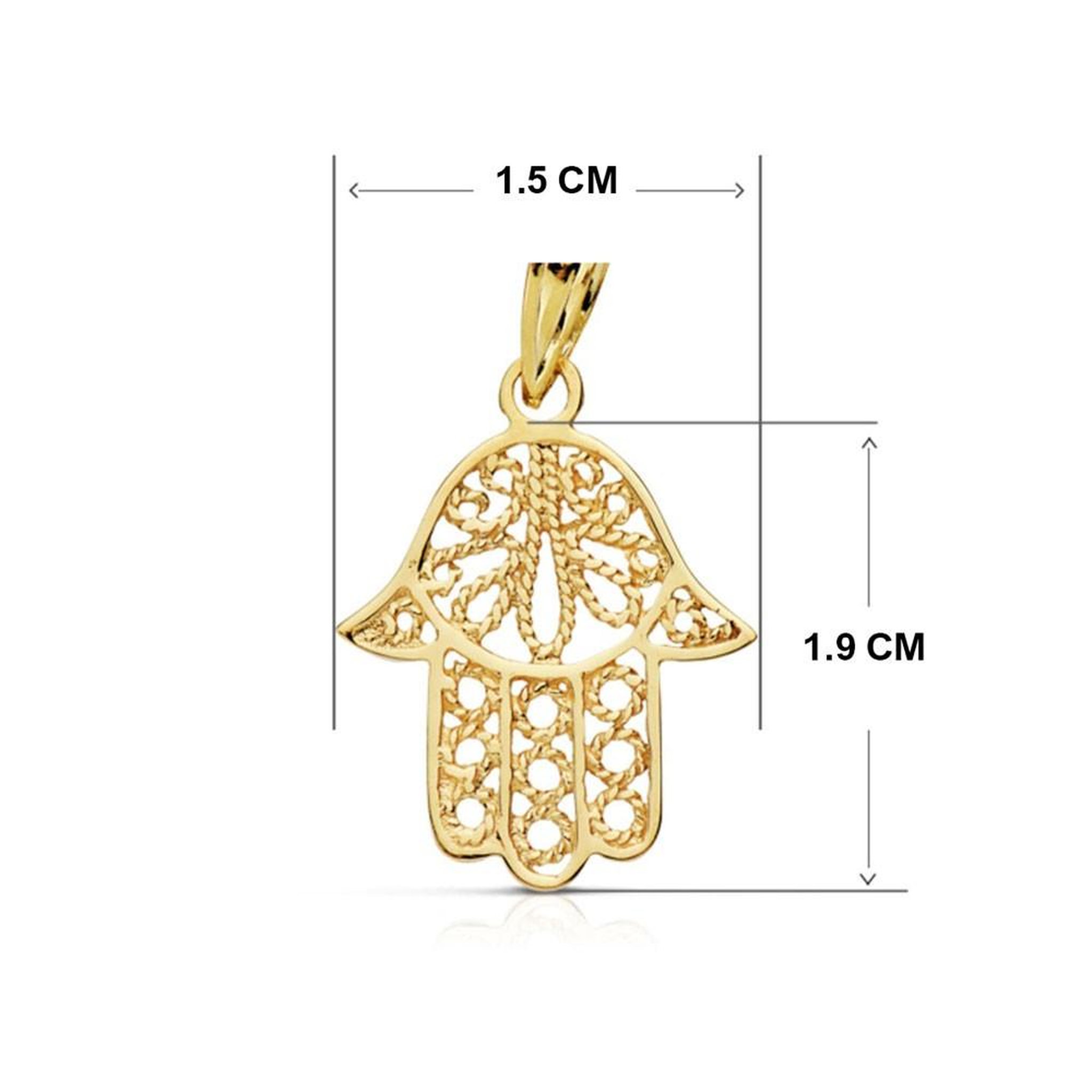 Voir la diapositive 2 : L'ATELIER D'AZUR Collier - Pendentif Or Jaune Main de Fatma - Chaine Dorée