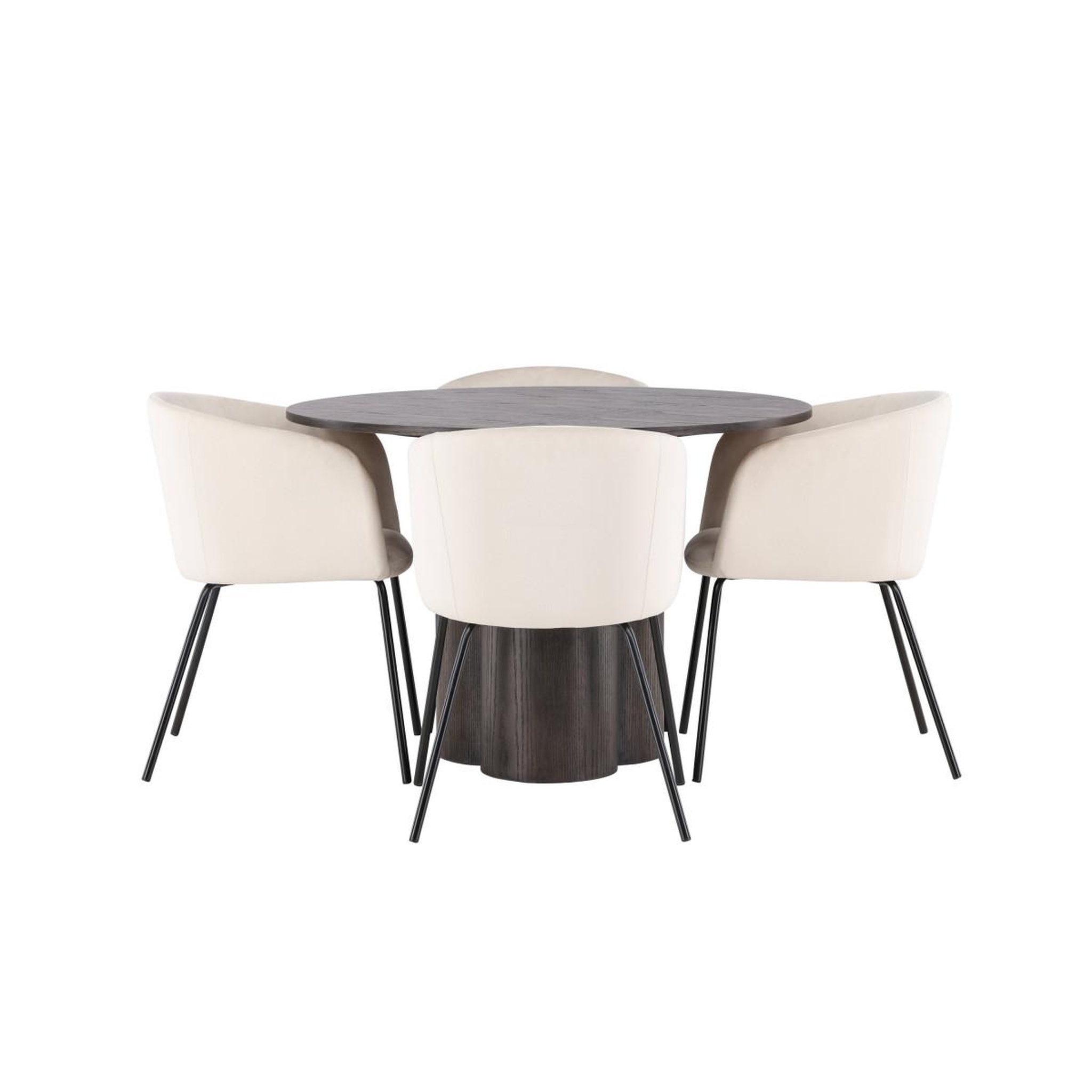 Voir la diapositive 2 : Paris Prix Ensemble table à manger & 4 chaises en velours  olivia & berit  110cm moka & beige