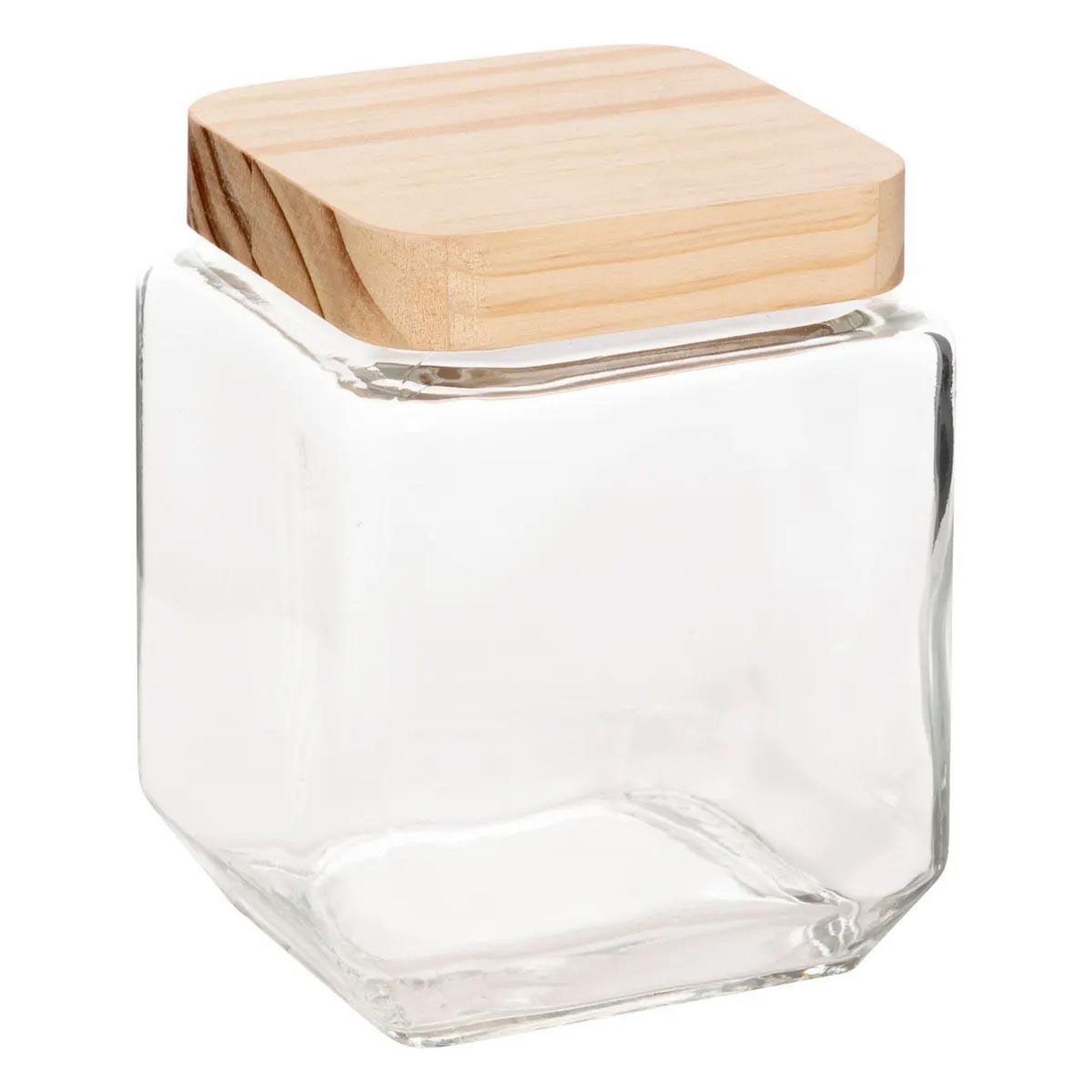 FIVE Bocal carré verre & pin  nyna  1,25l transparent