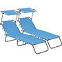 Voir la diapositive 1 : Habitat et Jardin Lot de 2 bains de soleil pliable  Lazy  - Avec pare soleil - Bleu
