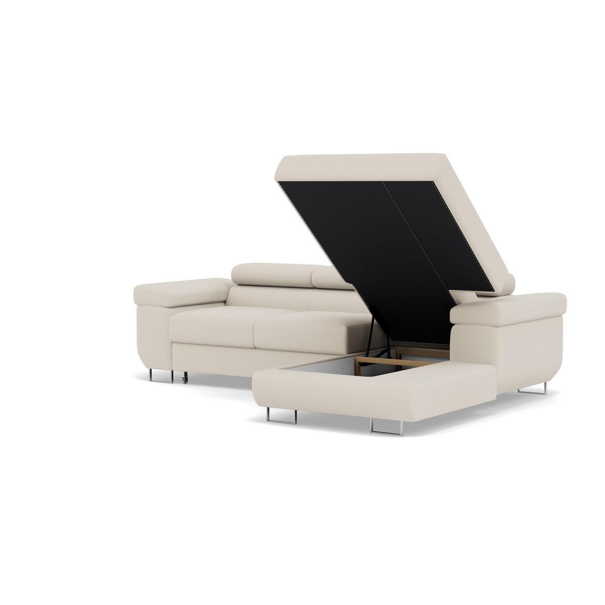 BEST MOBILIER Pablo - canapé d'angle droit - 6 places - convertible avec coffre et têtières réglables - en velours