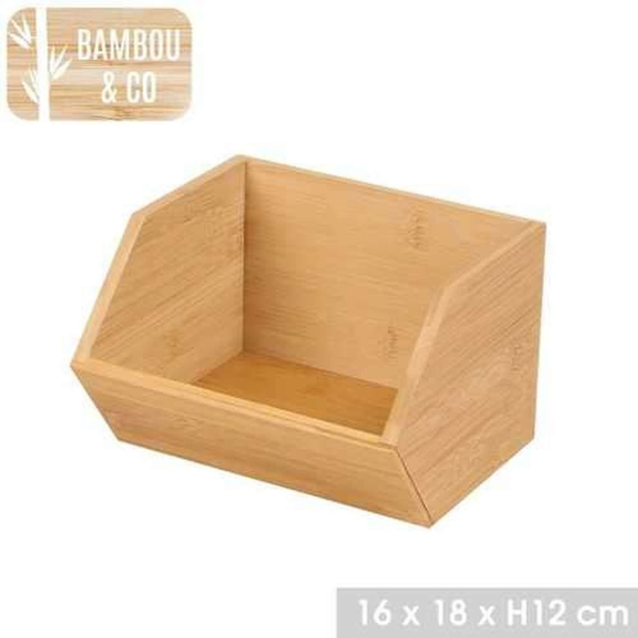 Voir la diapositive 2 : URBAN LIVING Organisateur empilable en bambou - L. 16 x l. 18 x H. 12 cm