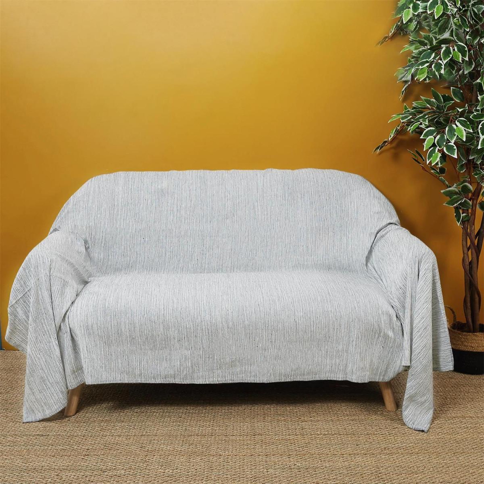Voir la diapositive 3 : The Home Deco Factory Jeté de canapé  blen  170x250cm gris clair