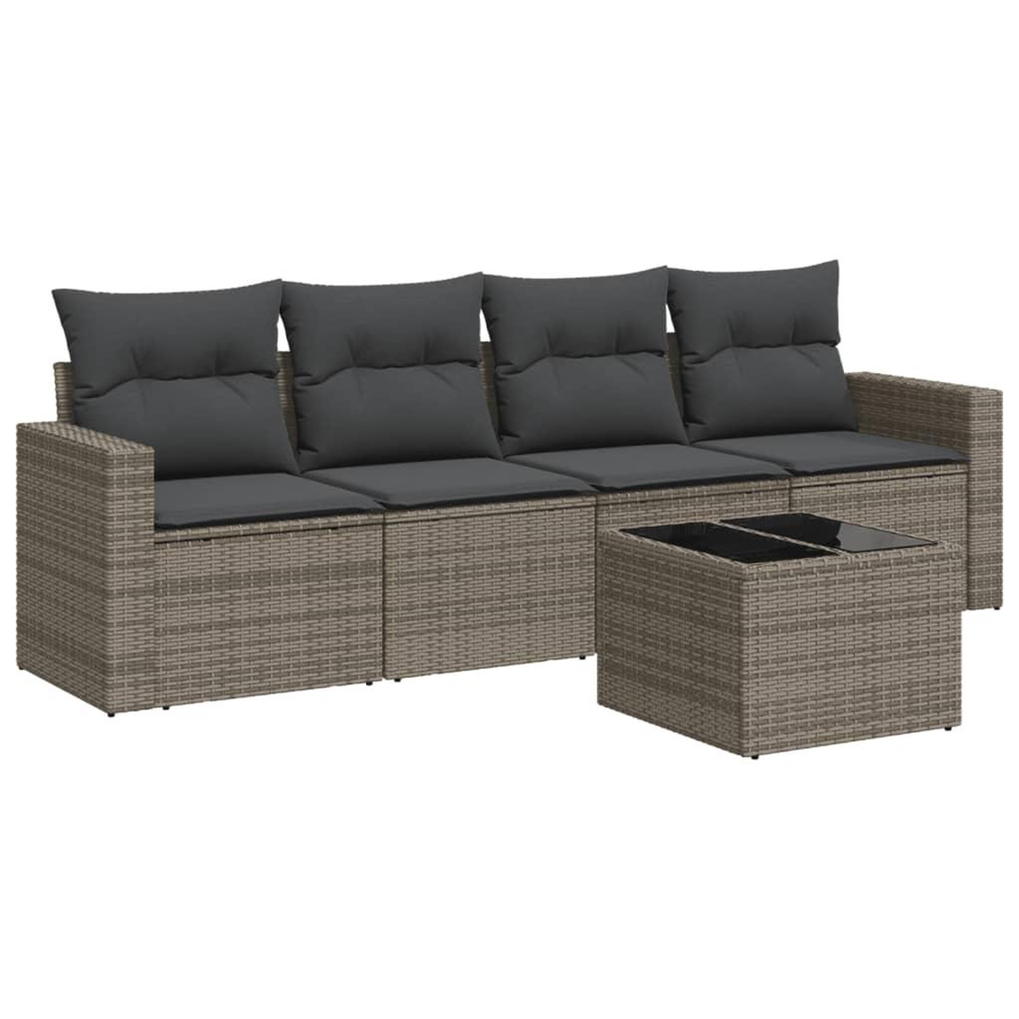 Voir la diapositive 2 : VIDAXL Salon de jardin 5 pcs avec coussins gris resine tressee