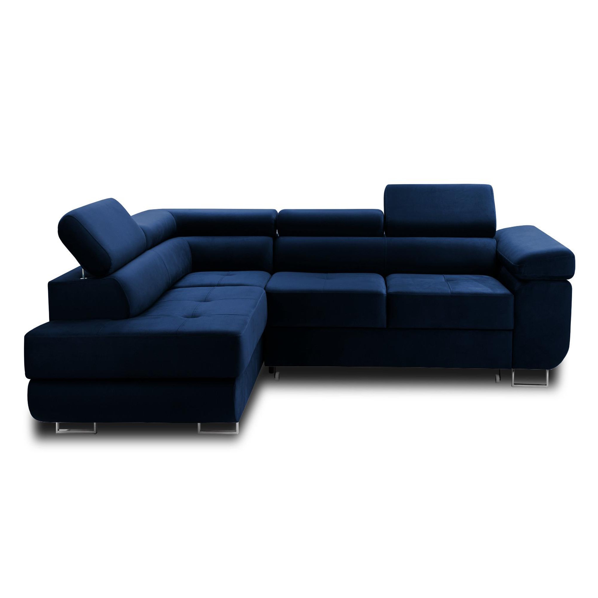Voir la diapositive 1 : BEST MOBILIER Pablo - canapé d'angle gauche - 5 places - convertible avec coffre et têtières réglables - en velours