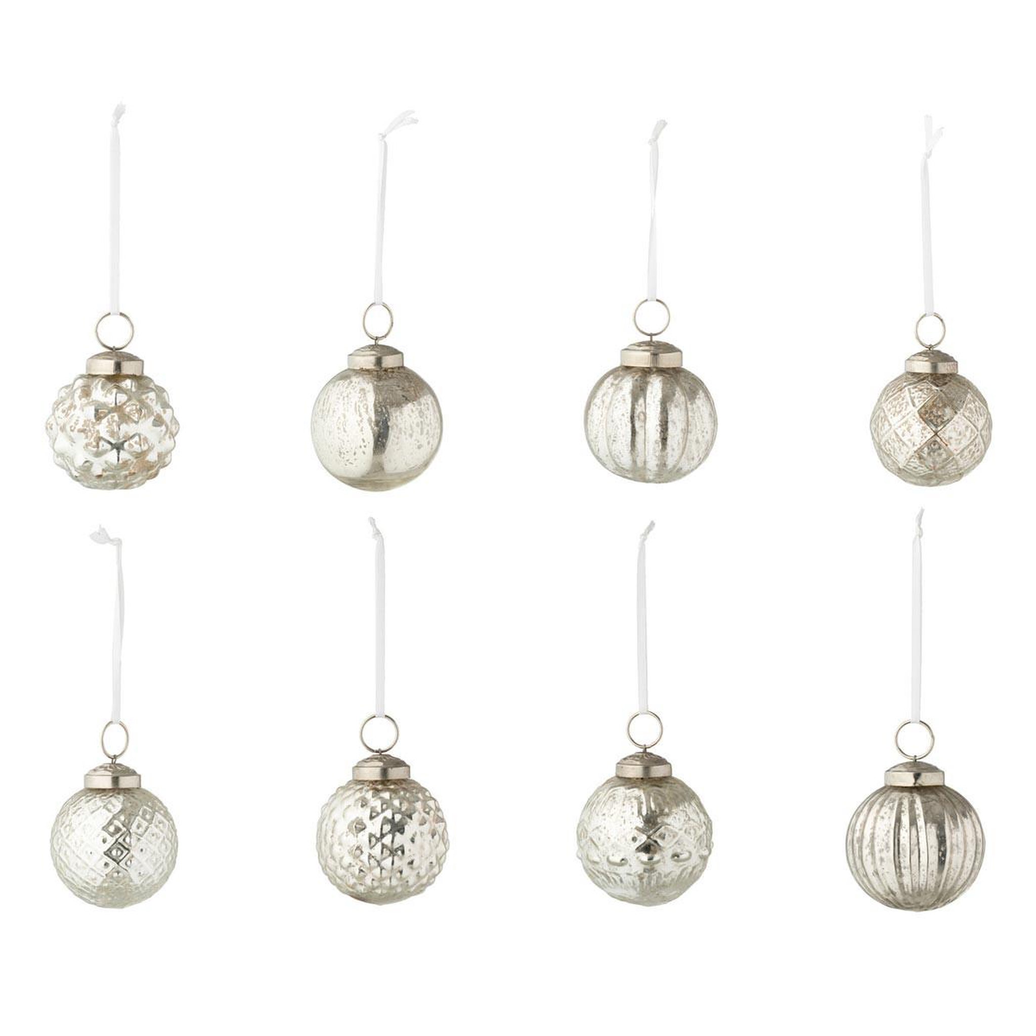 J-LINE Lot de 40 boules de noël  8 motifs  6cm argent