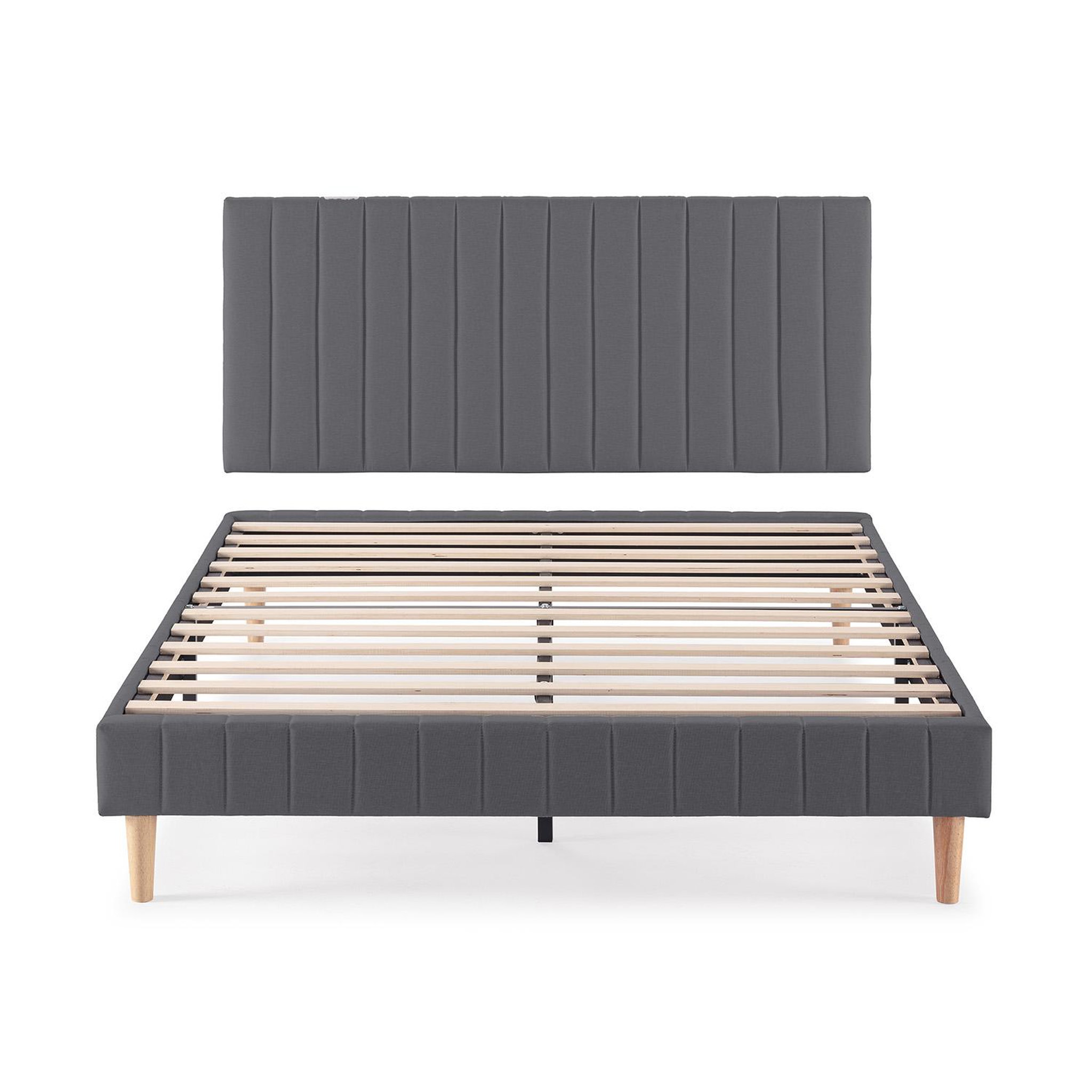 Voir la diapositive 3 : VS VENTA-STOCK Sommier + tête de lit Eris 140x200 cm Gris foncé