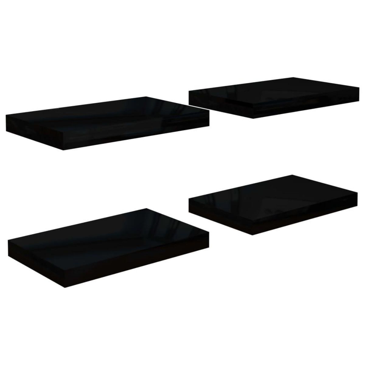 VIDAXL Etagere murale flottante 4 pcs Noir brillant 40x23x3,8 cm MDF