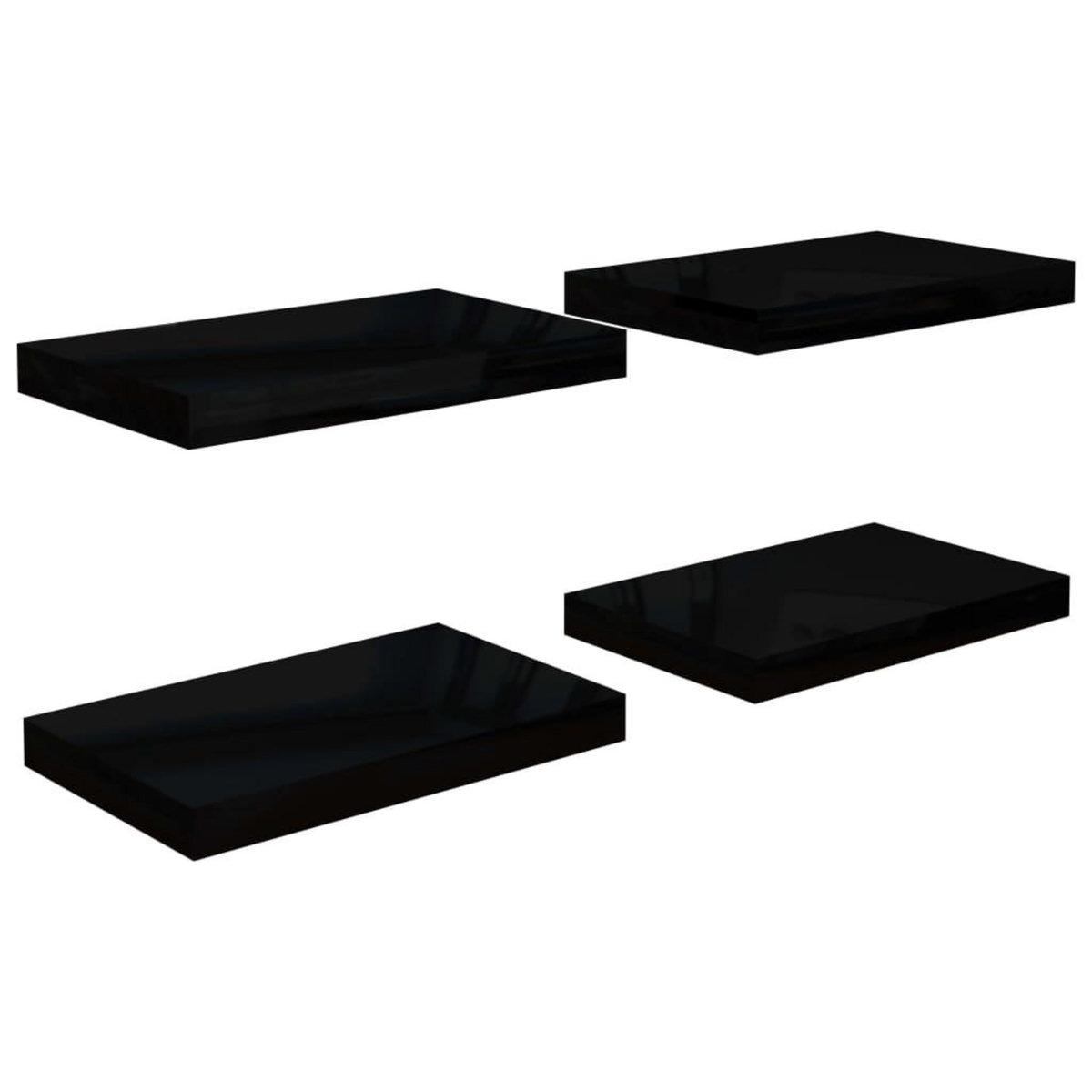 VIDAXL Etagere murale flottante 4 pcs Noir brillant 40x23x3,8 cm MDF