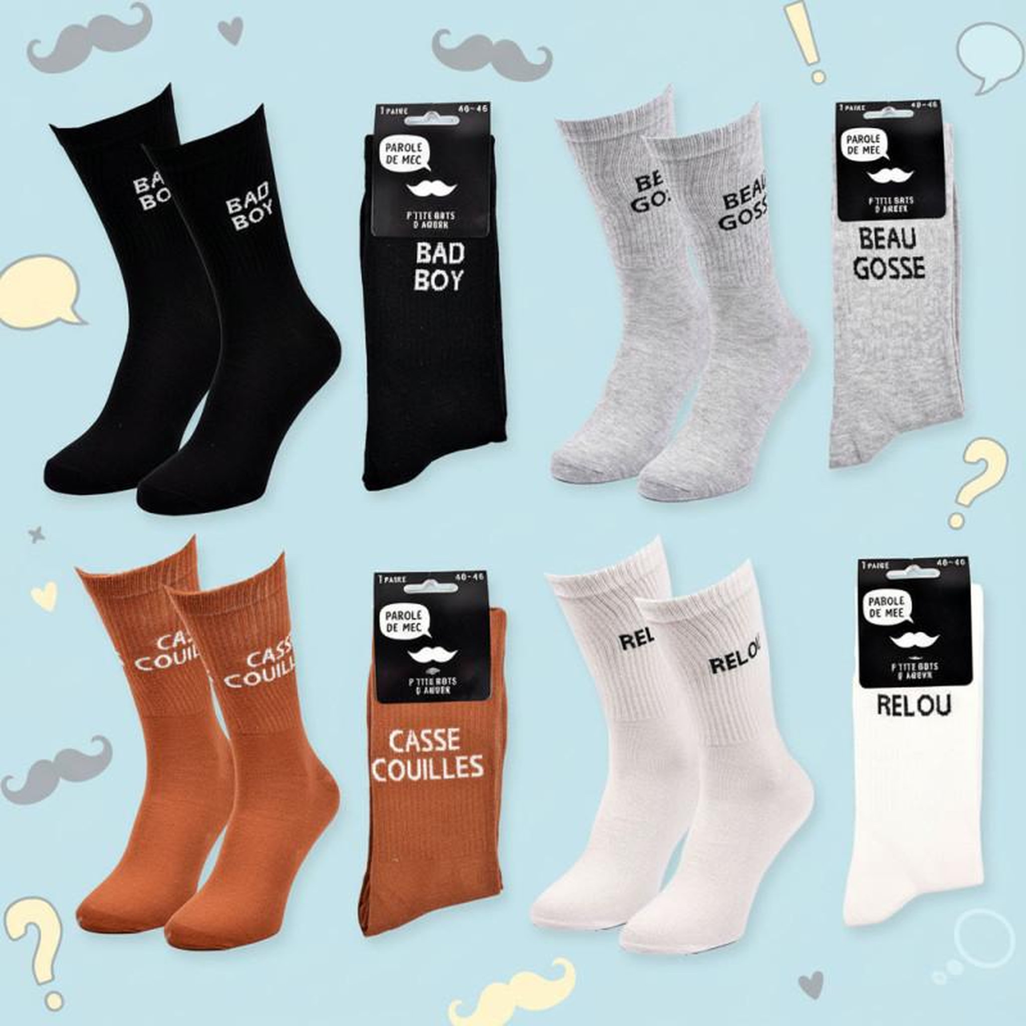 Voir la diapositive 3 : OZABI OZABI Chaussettes Homme Message Humoristiques Pack de 4 Paires