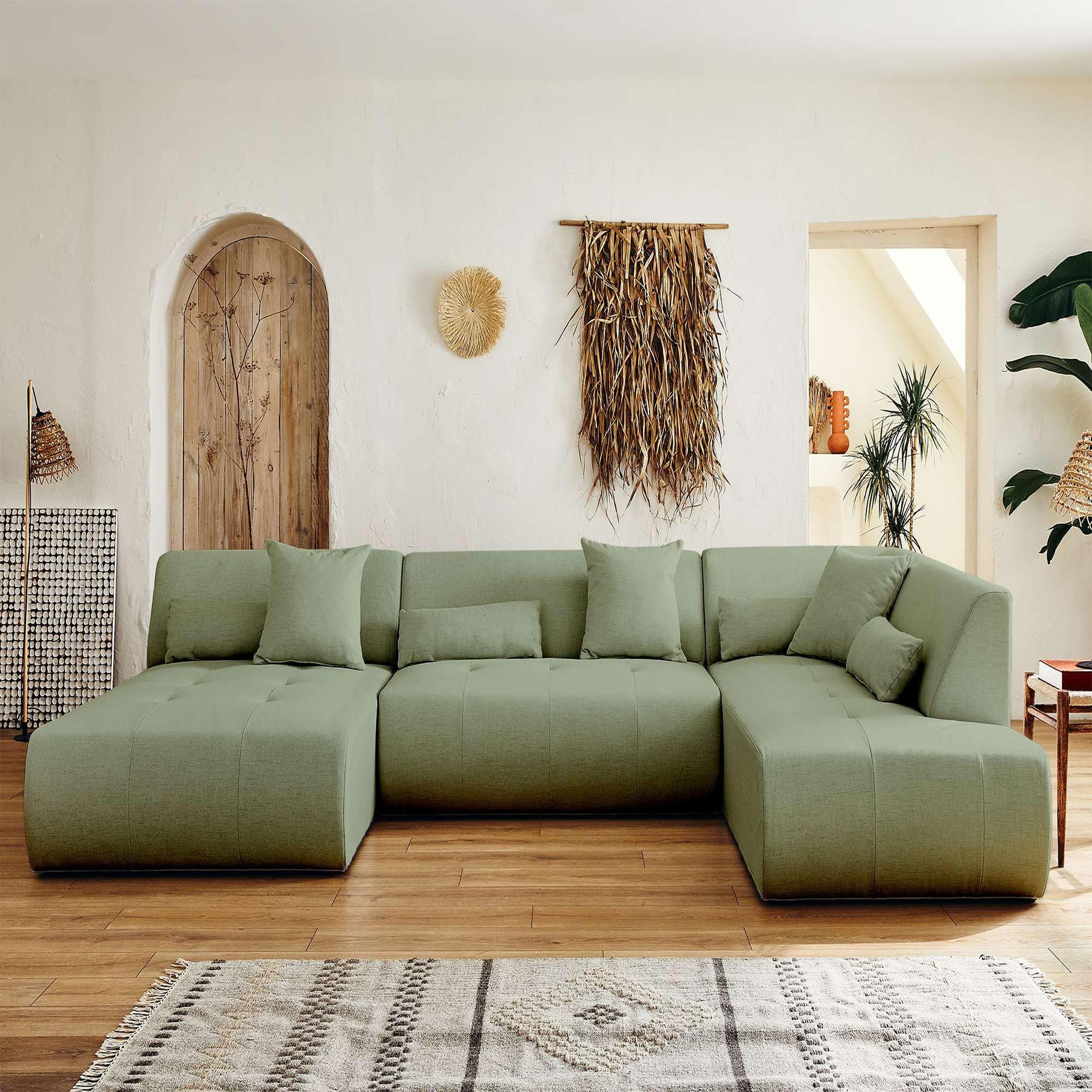 Voir la diapositive 5 : BEST MOBILIER Onyx - canapé modulable panoramique d'angle droit 7 places - en tissu