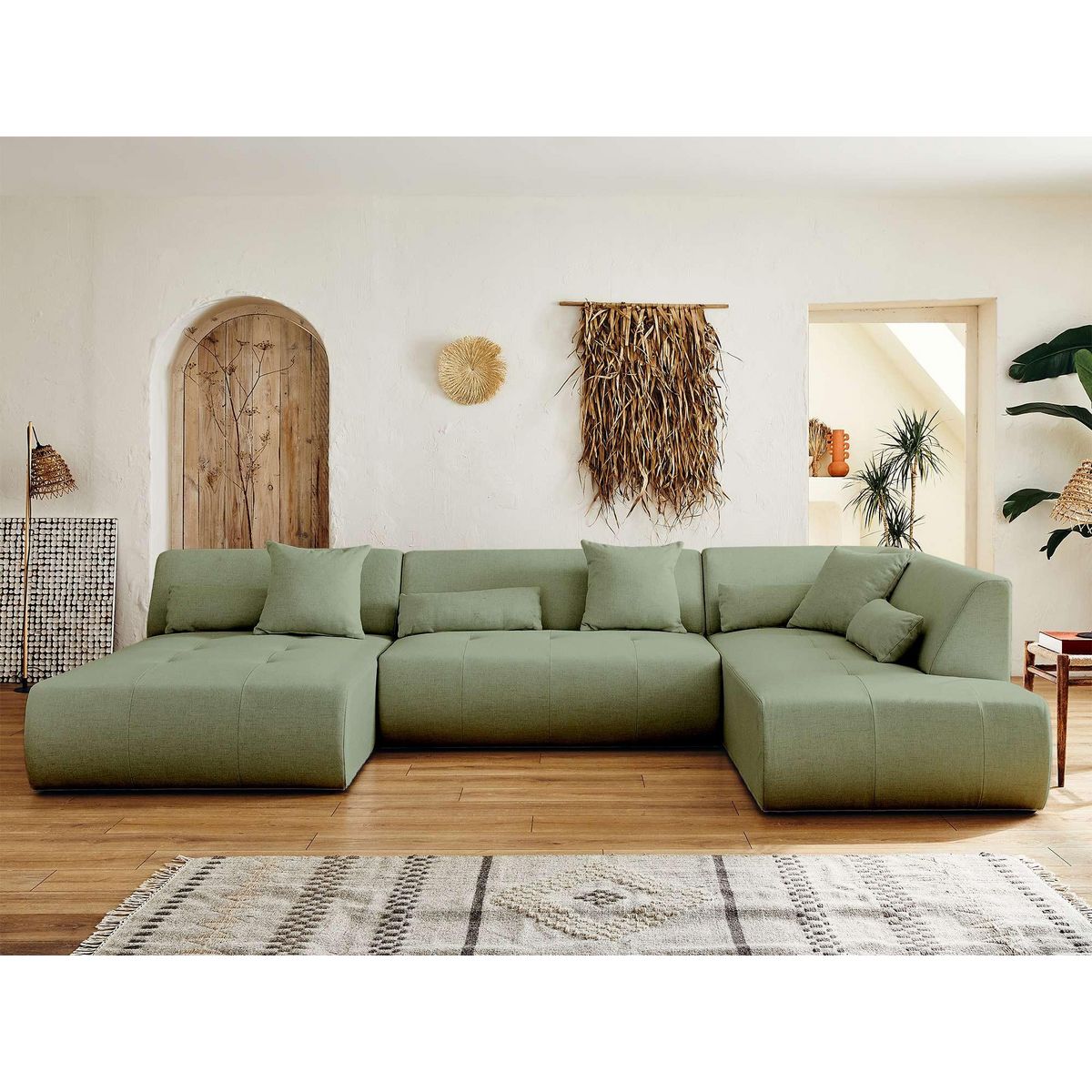 LISA DESIGN Onyx - canapé modulable panoramique d'angle droit 7 places - en tissu