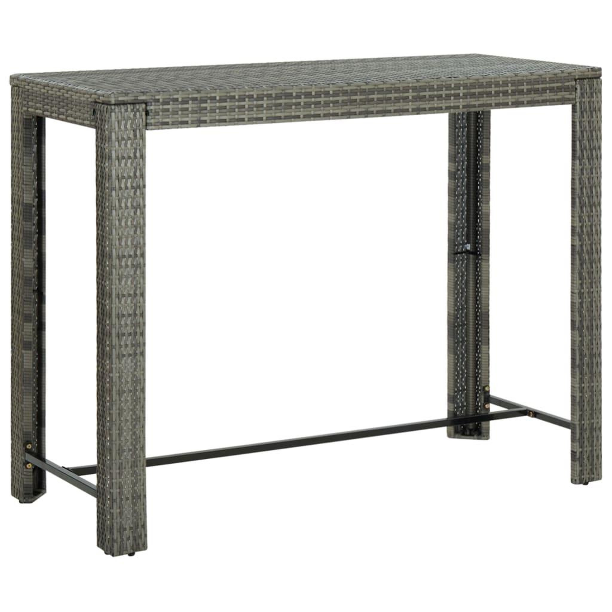 Voir la diapositive 1 : VIDAXL Table de bar de jardin Gris 140,5x60,5x110,5 cm Resine tressee
