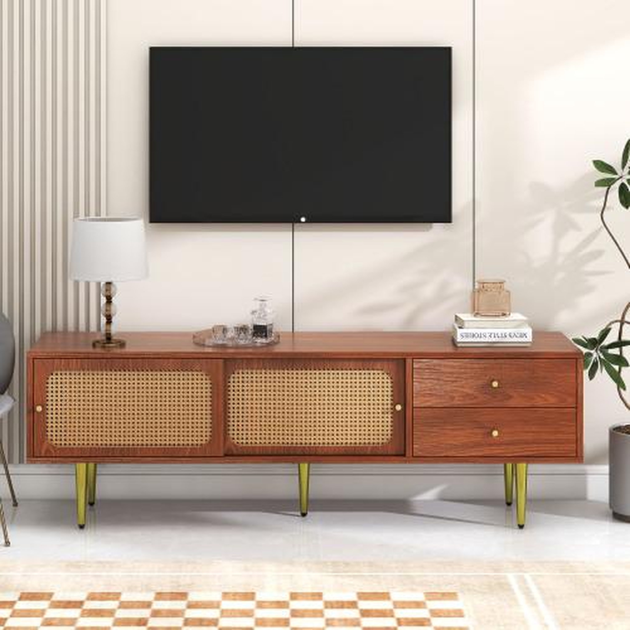 Voir la diapositive 2 : MERAX Meuble tv noyer 160 cm mdf