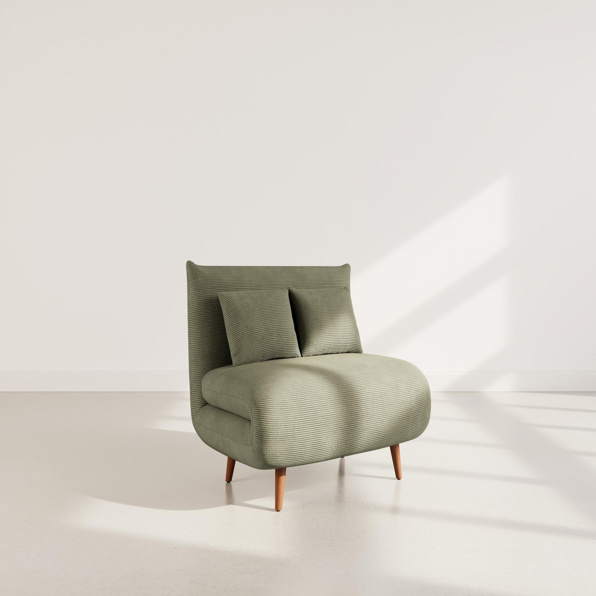 BEST MOBILIER Lumi - banquette convertible clic-clac 1 place en velours côtelé