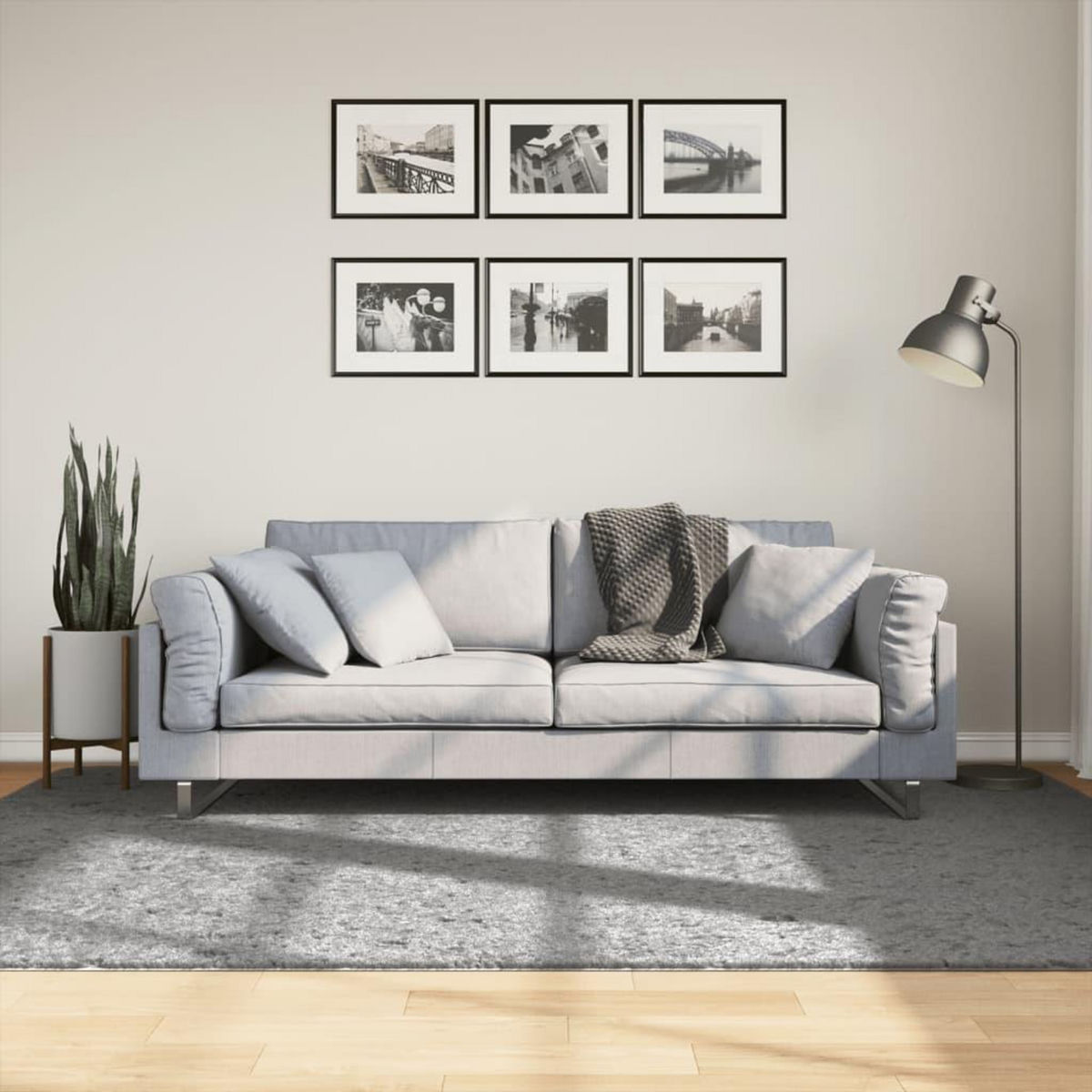 VIDAXL Tapis shaggy PAMPLONA poils longs moderne gris 160x230 cm