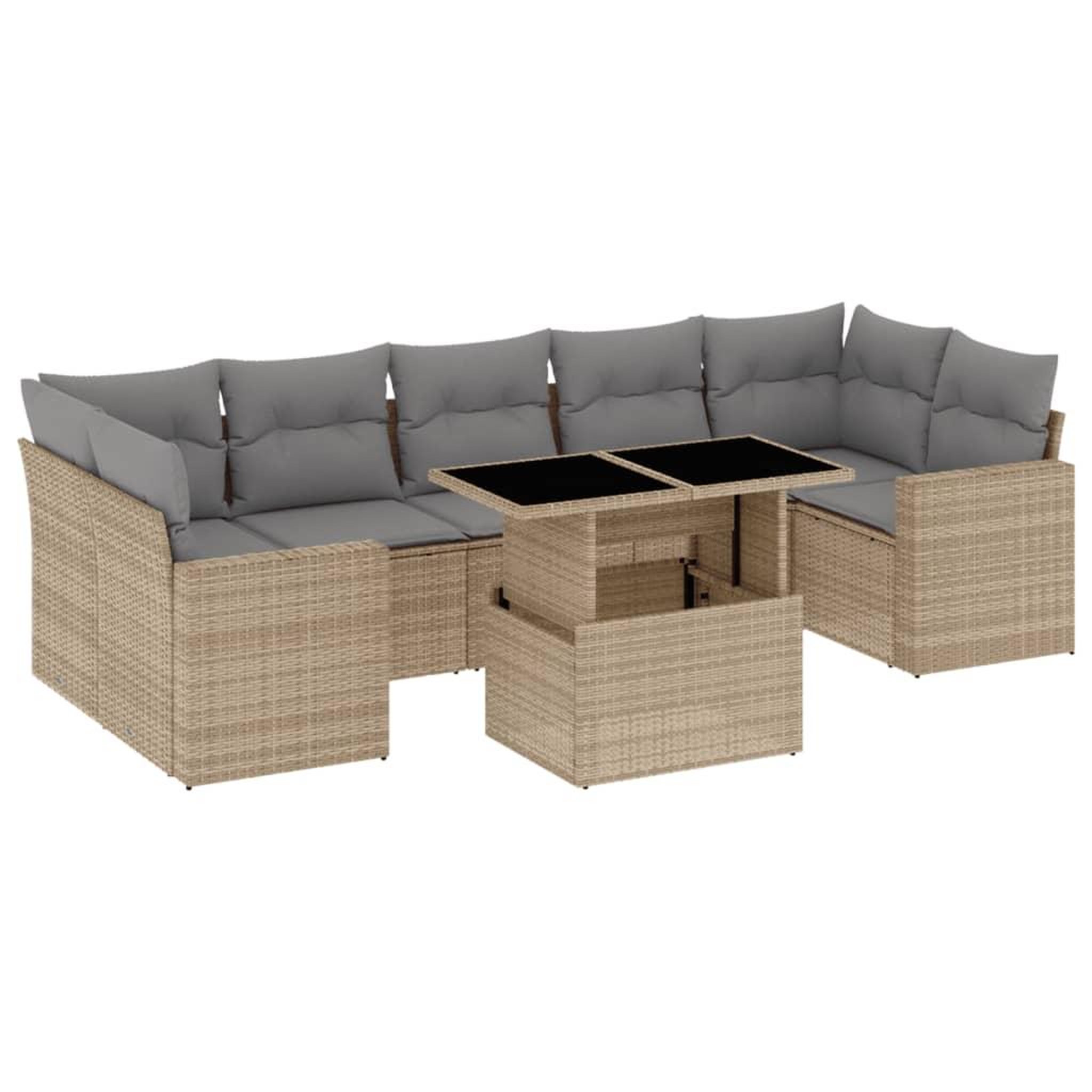 Voir la diapositive 2 : VIDAXL Salon de jardin avec coussins 8 pcs beige resine tressee