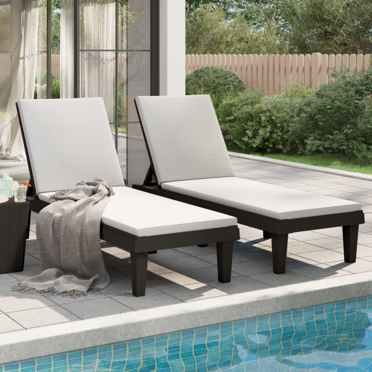 VIDAXL Chaises longues lot de 2 noir 155x58x83 cm polypropylene