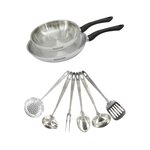 Fackelmann Set 2 poêles 20 et 28 cm en inox et 6 ustensiles inox Fackelmann Geneva