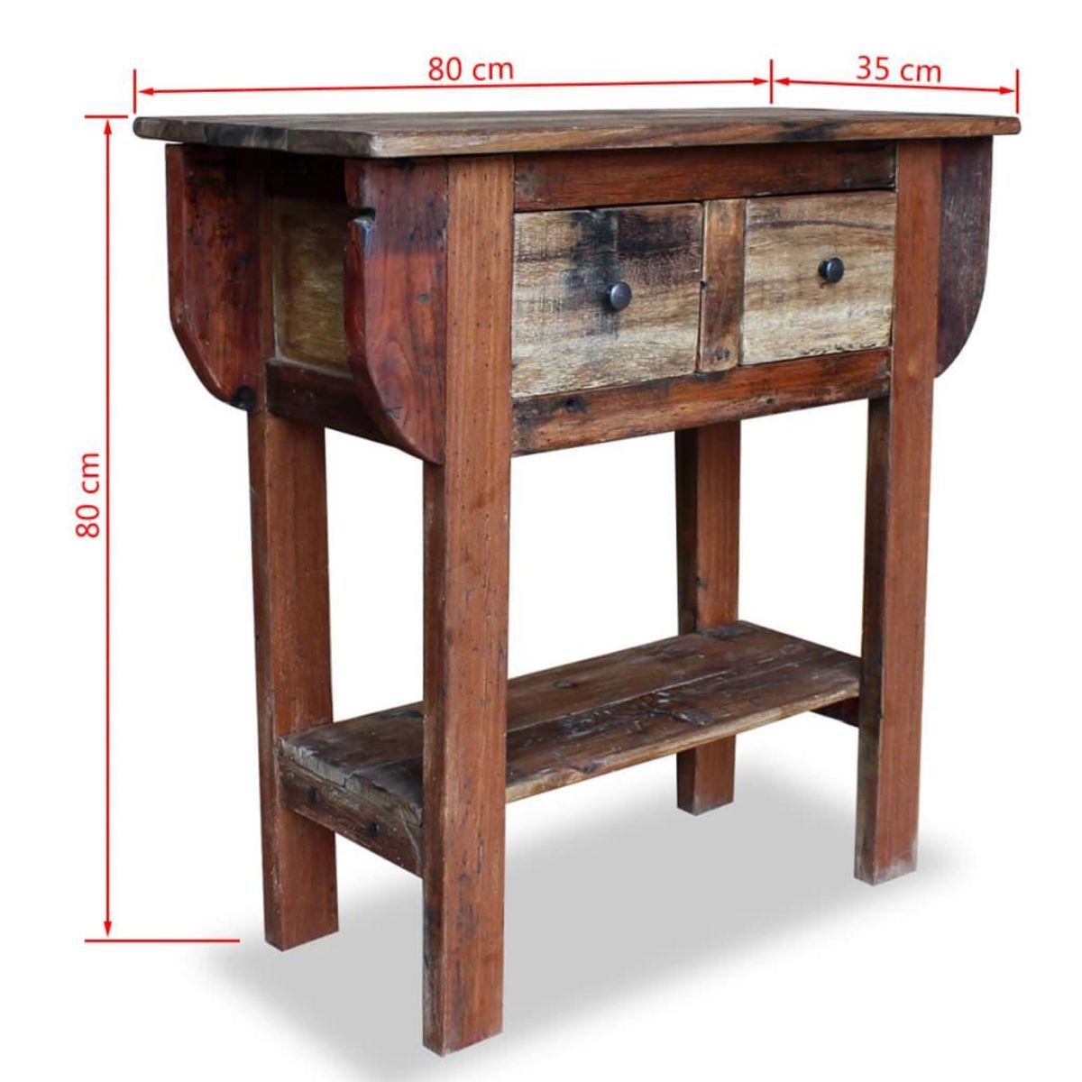 VIDAXL Table console bois de recuperation melange 80x35x80 cm
