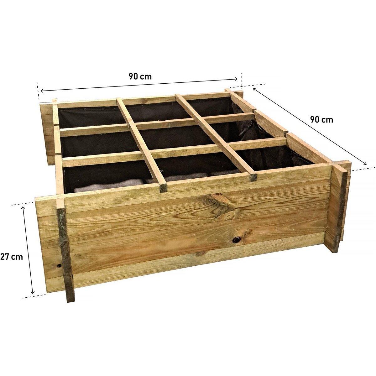 Habitat et Jardin Carré potager en bois  Iris  - 90 x 90 x 28 cm