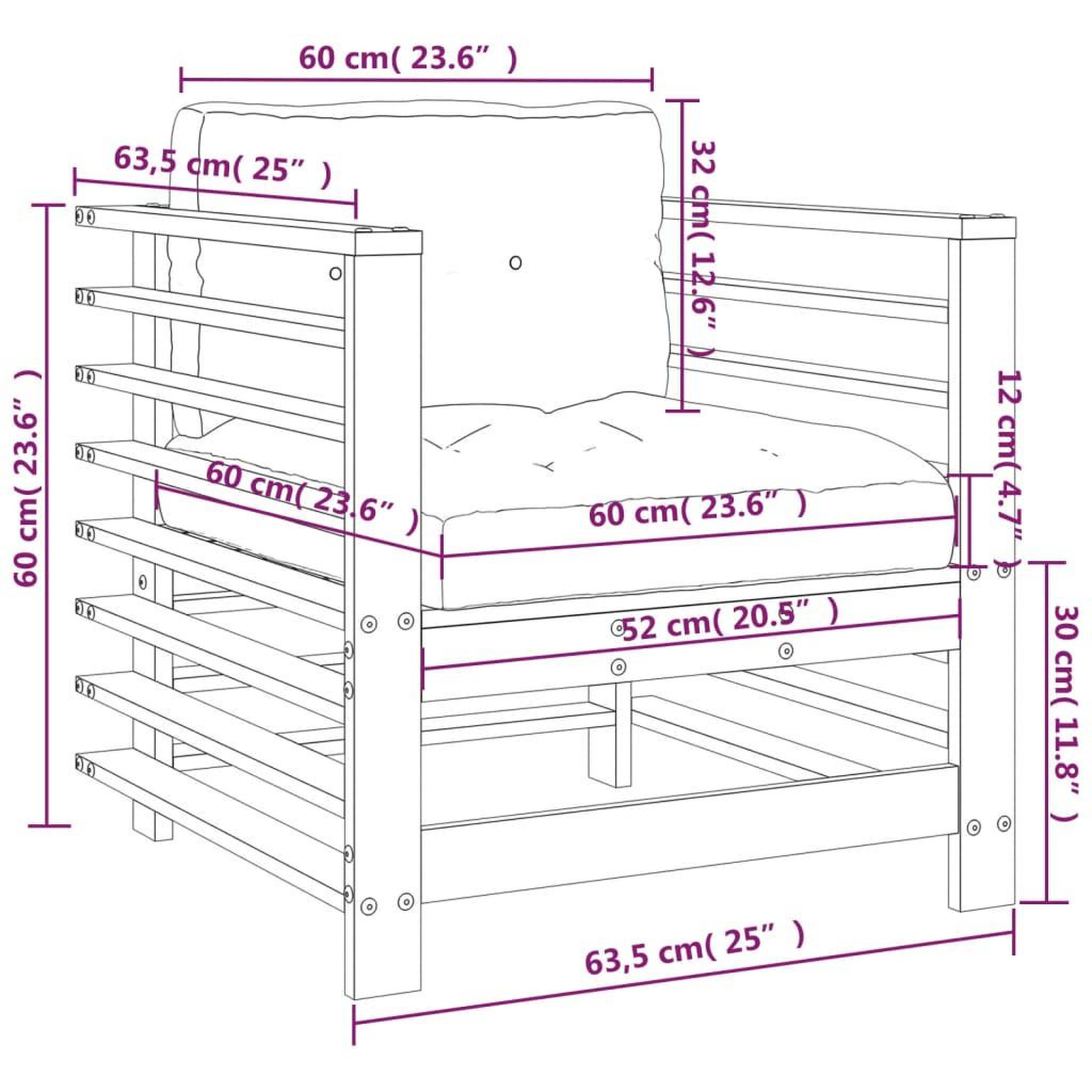 Voir la diapositive 6 : VIDAXL Chaises de jardin avec coussins lot de 2 bois de pin massif