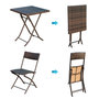 Voir la diapositive 4 : OUTSUNNY Ensemble meubles de jardin design table carré et chaises pliables résine tressée imitation rotin marron